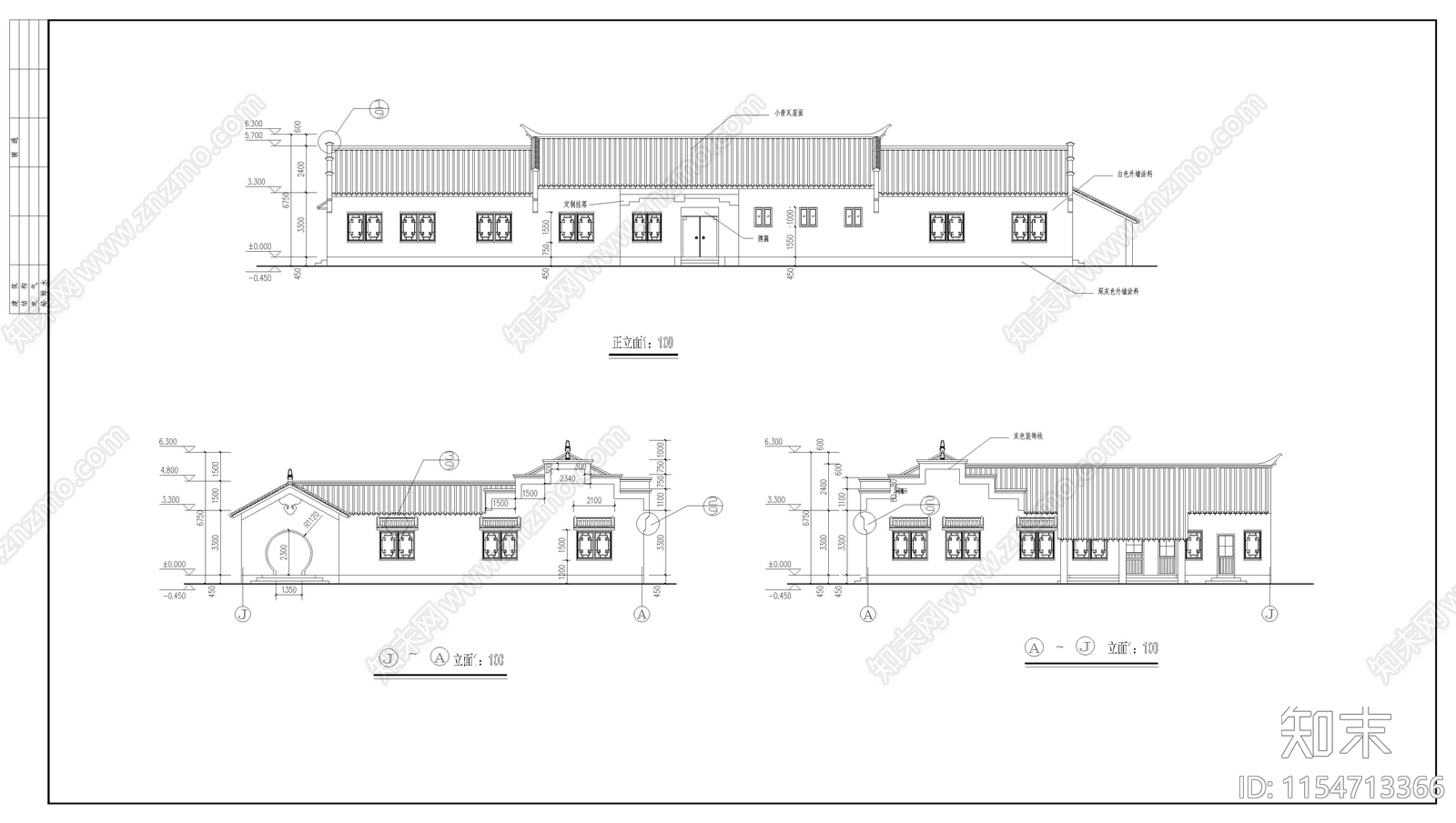 徽派建筑之农家饭庄cad施工图下载【ID:1154713366】