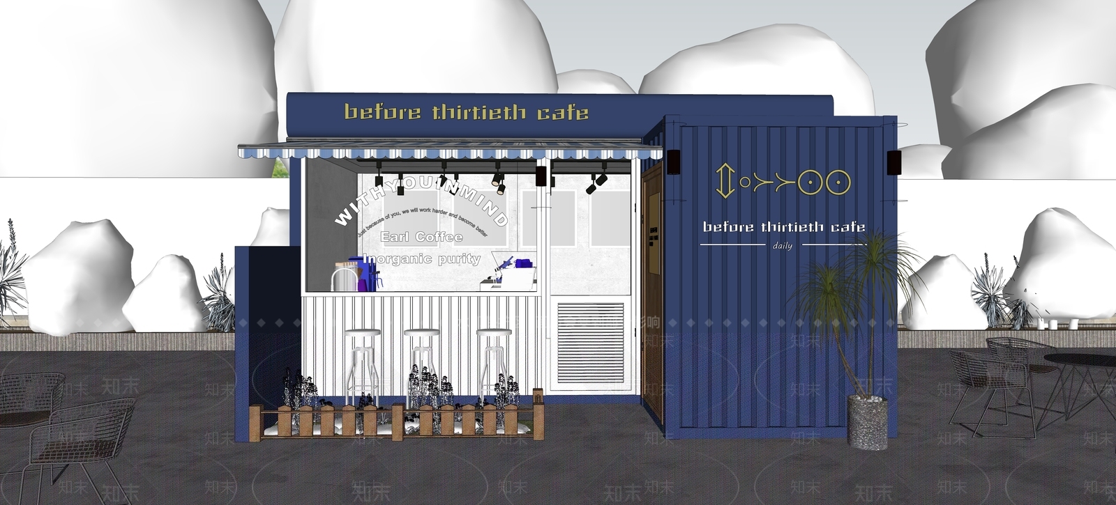 现代集装箱咖啡店SU模型下载【ID:1154719572】