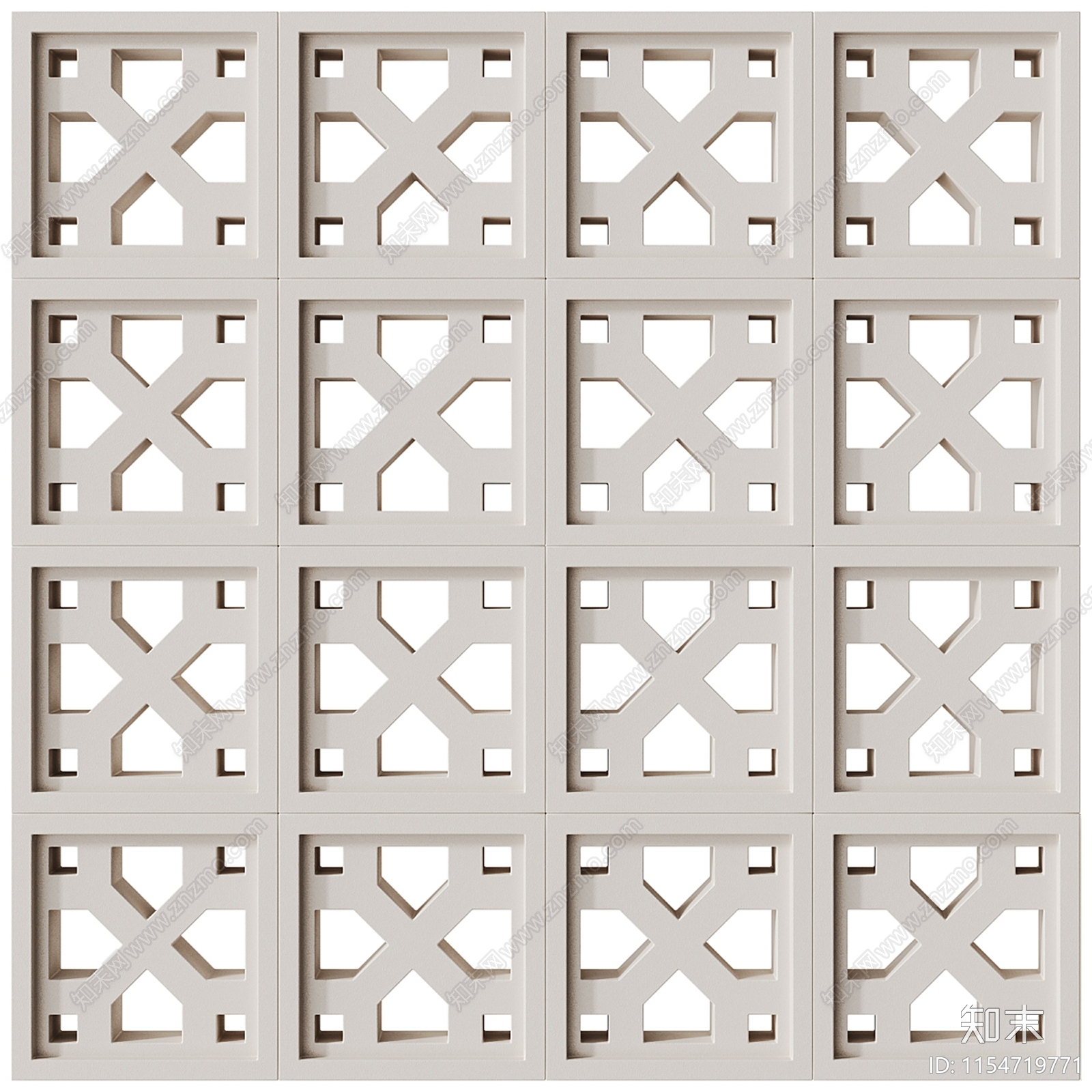 现代水泥镂空砖隔断SU模型下载【ID:1154719771】