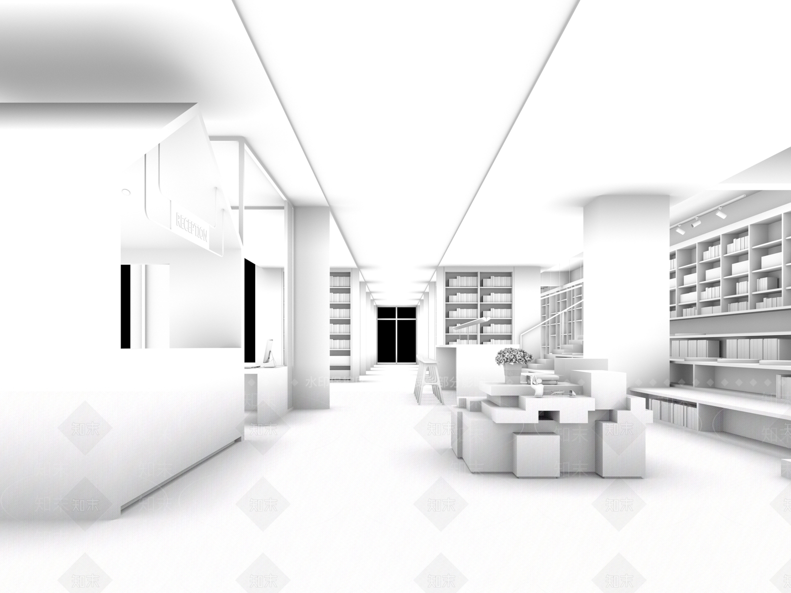 现代图书馆3D模型下载【ID:1154721287】