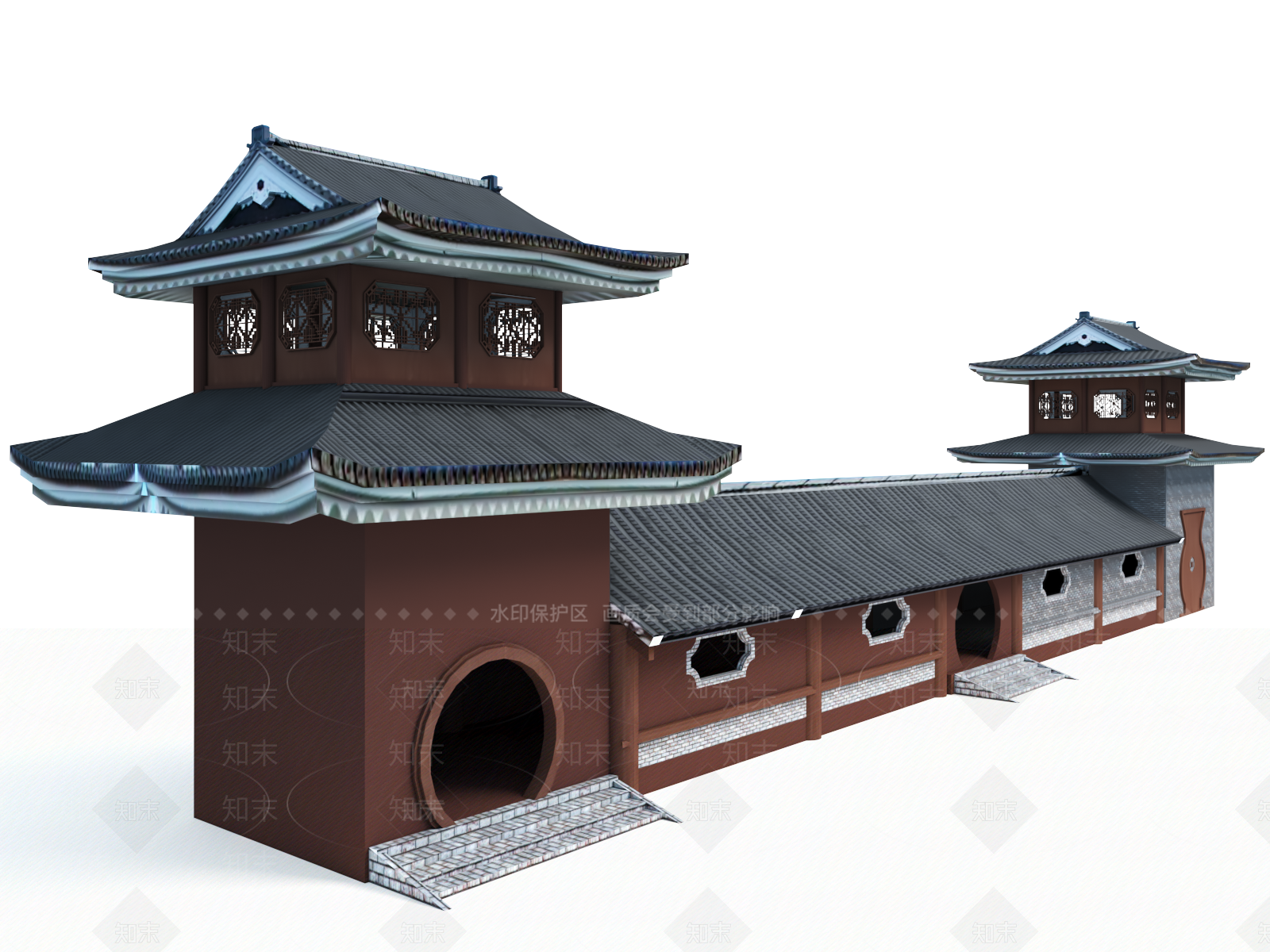 中式古建长廊3D模型下载【ID:1154724845】