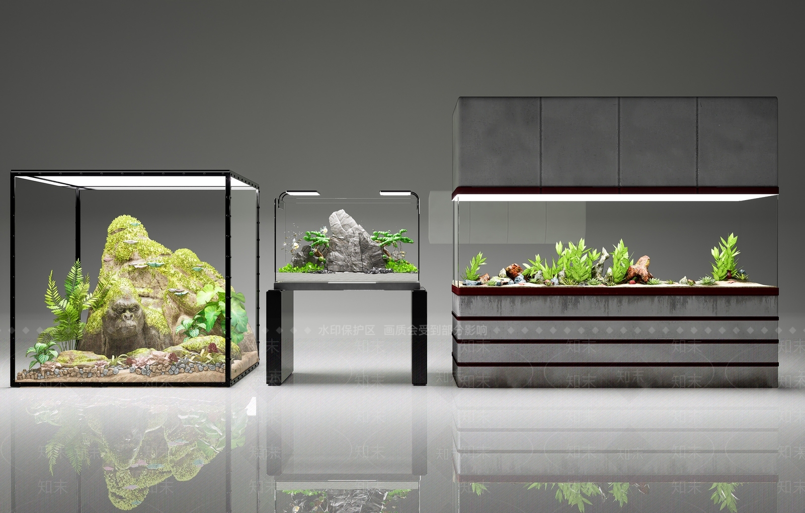 现代鱼缸柜3D模型下载【ID:1154726020】