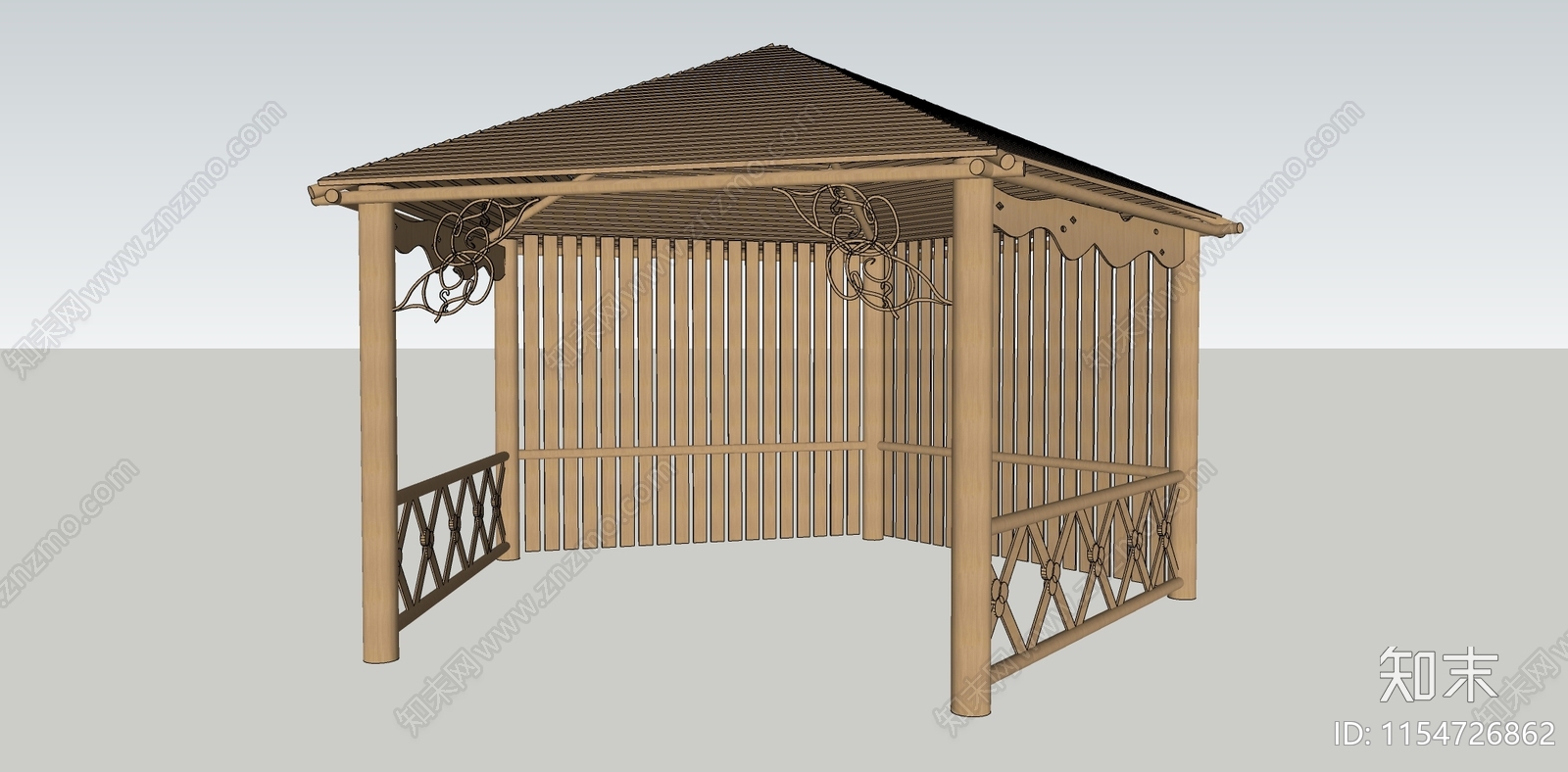 现代景观木亭SU模型下载【ID:1154726862】