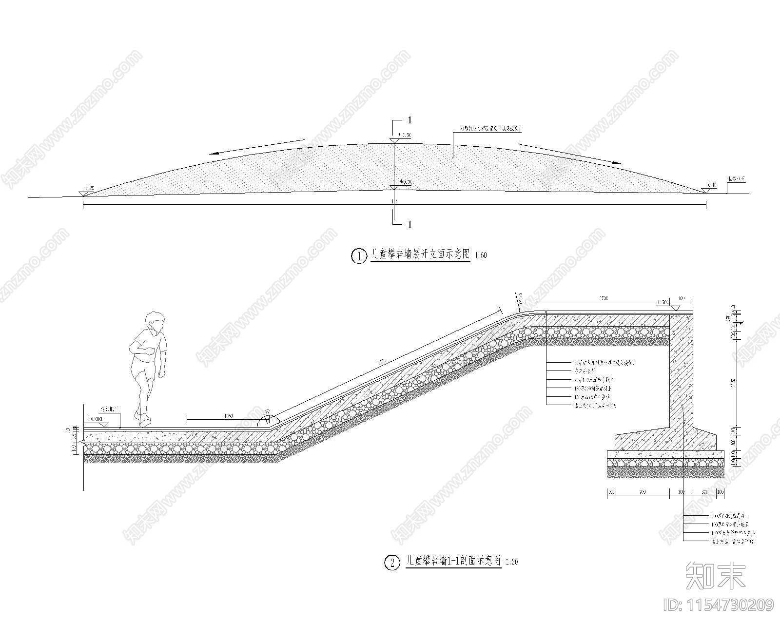 攀岩墙详图施工图下载【ID:1154730209】