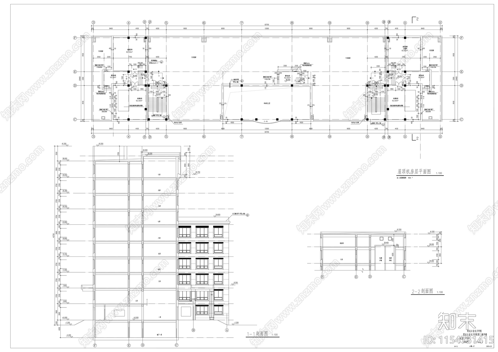 东方学院十层教学楼建筑方案图cad施工图下载【ID:1154731415】