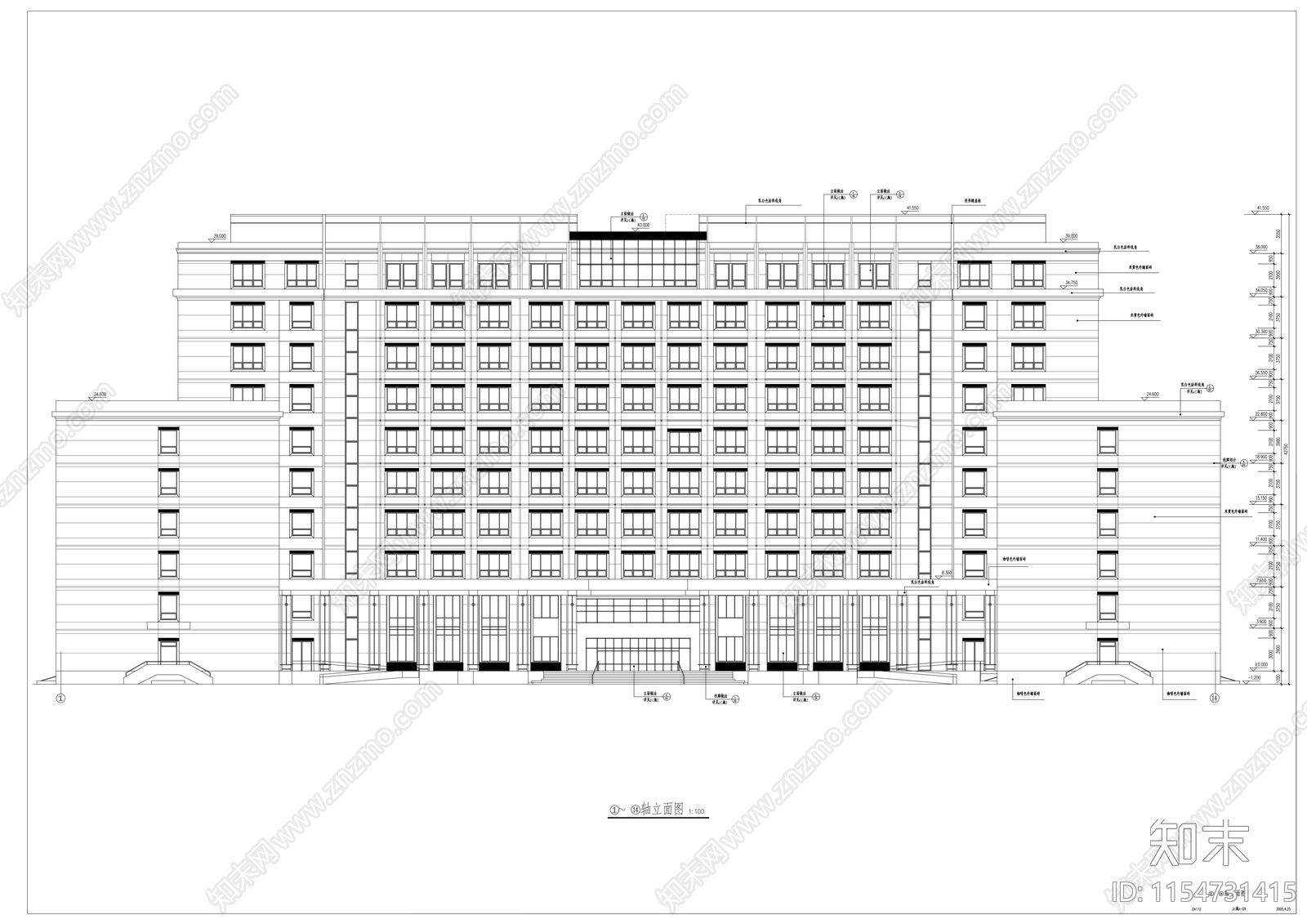 东方学院十层教学楼建筑方案图cad施工图下载【ID:1154731415】