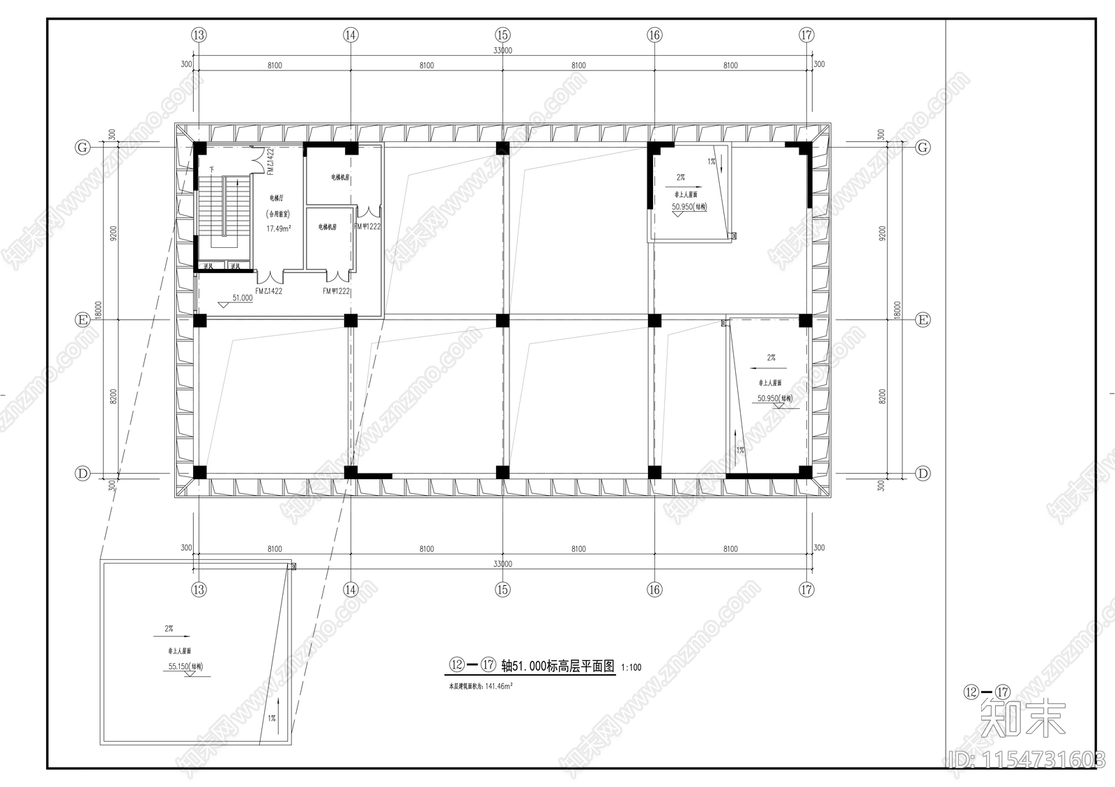 高层高等院校教学楼建cad施工图下载【ID:1154731603】