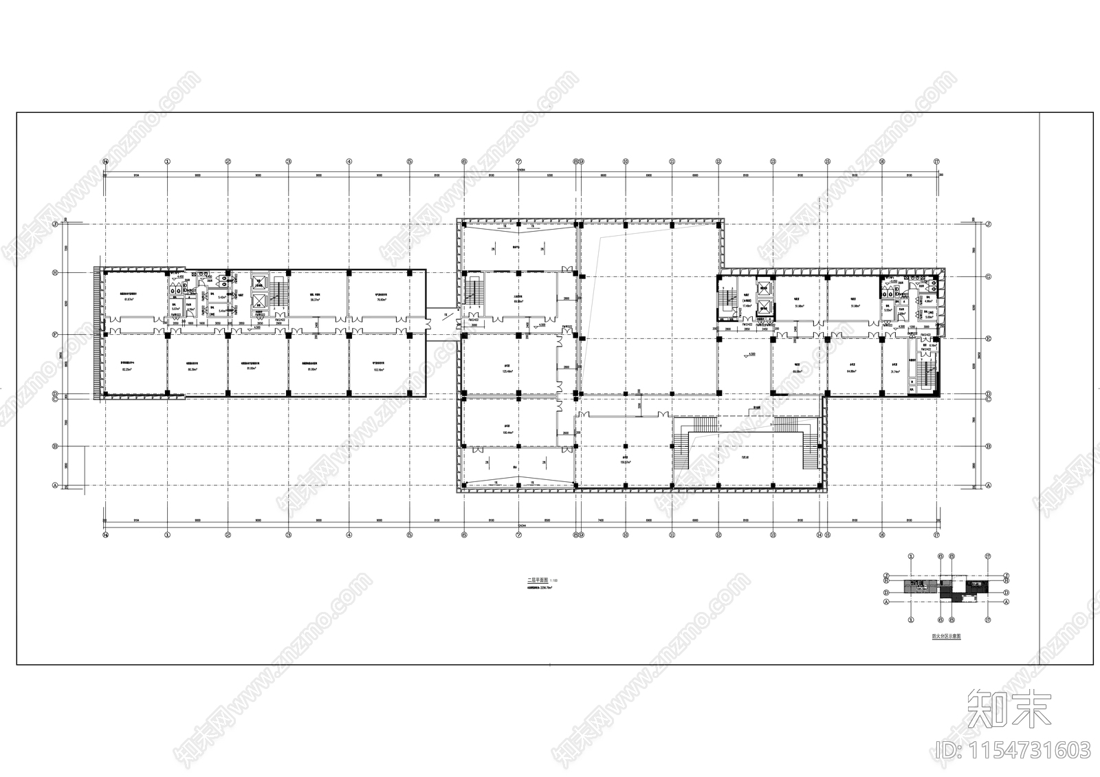 高层高等院校教学楼建cad施工图下载【ID:1154731603】