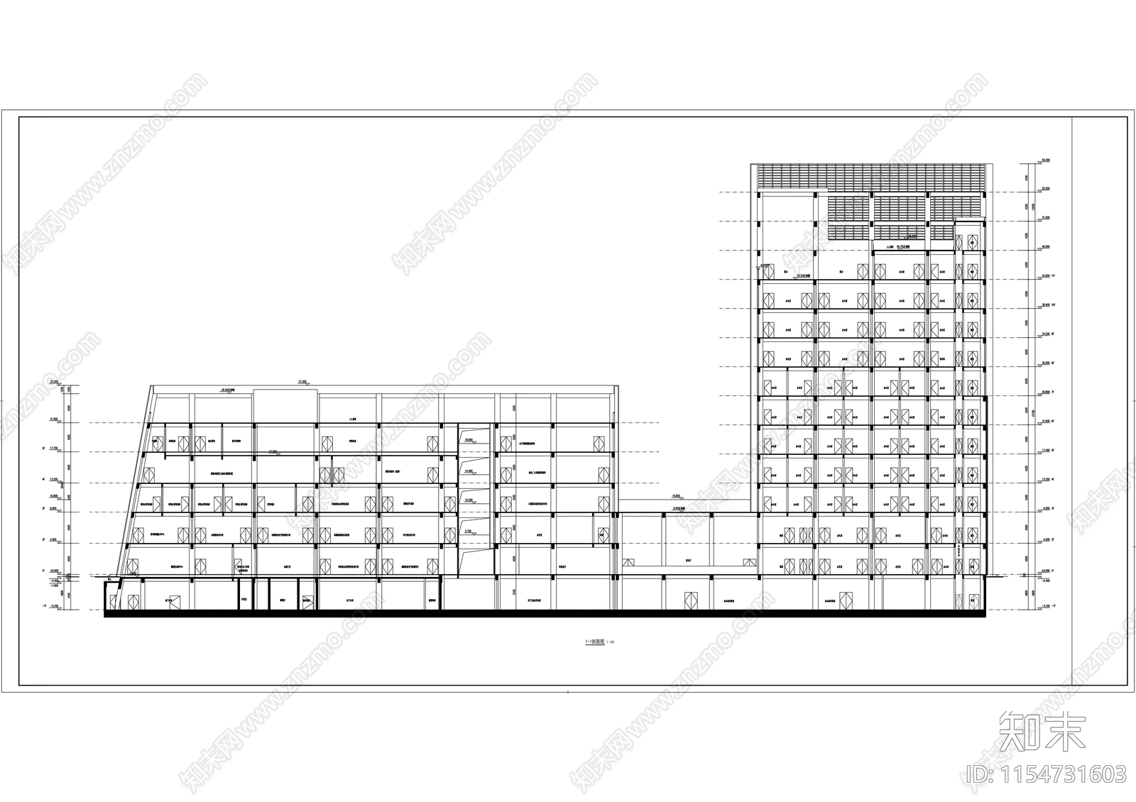 高层高等院校教学楼建cad施工图下载【ID:1154731603】