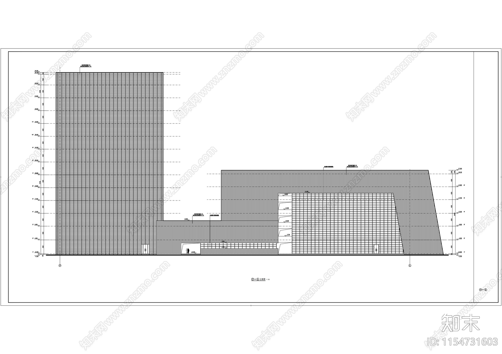 高层高等院校教学楼建cad施工图下载【ID:1154731603】