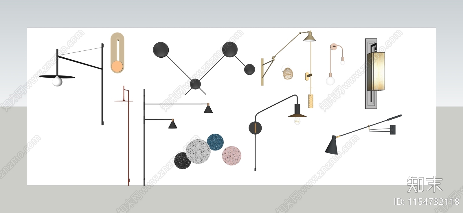 现代壁灯组合SU模型下载【ID:1154732118】