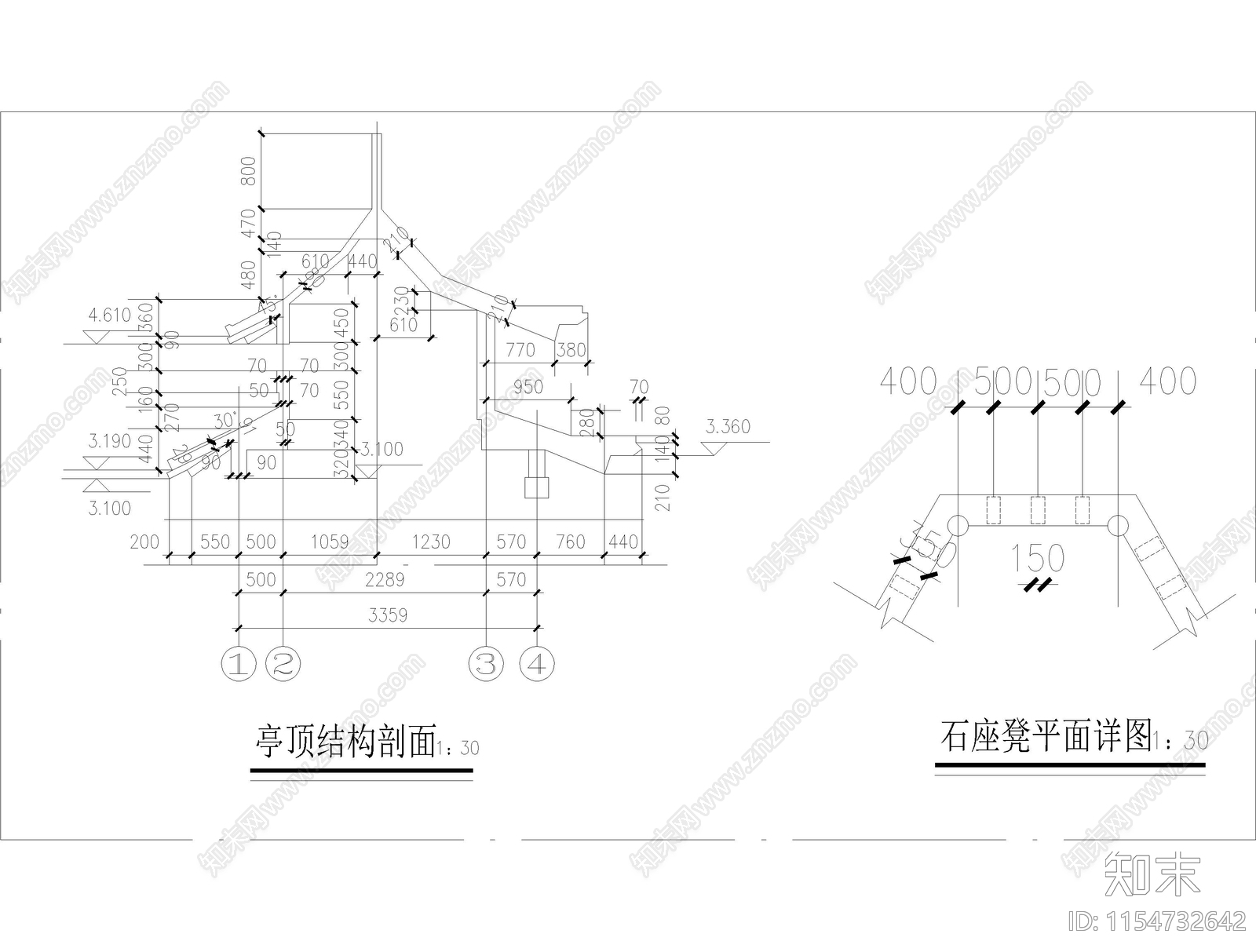 六角重檐亭重顶结构cad施工图下载【ID:1154732642】