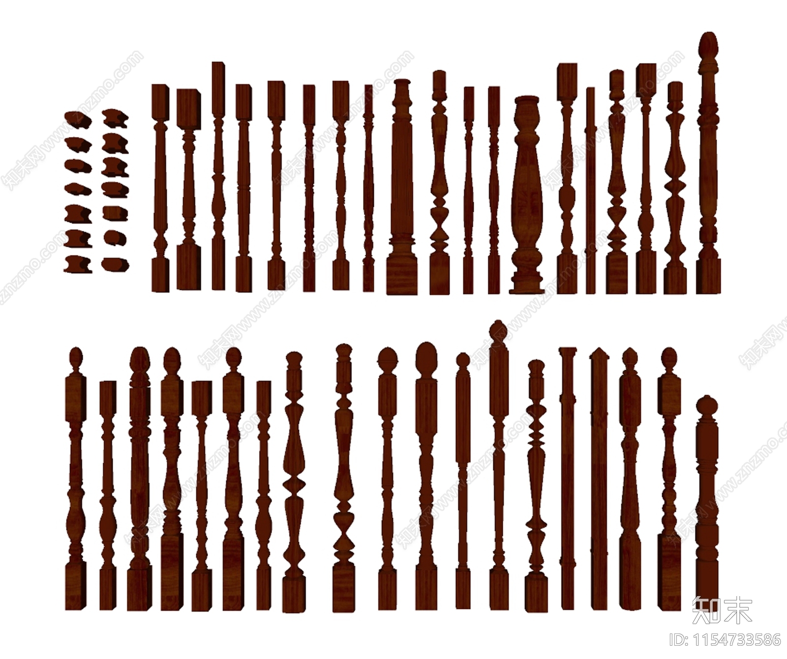 简欧实木楼梯护栏SU模型下载【ID:1154733586】