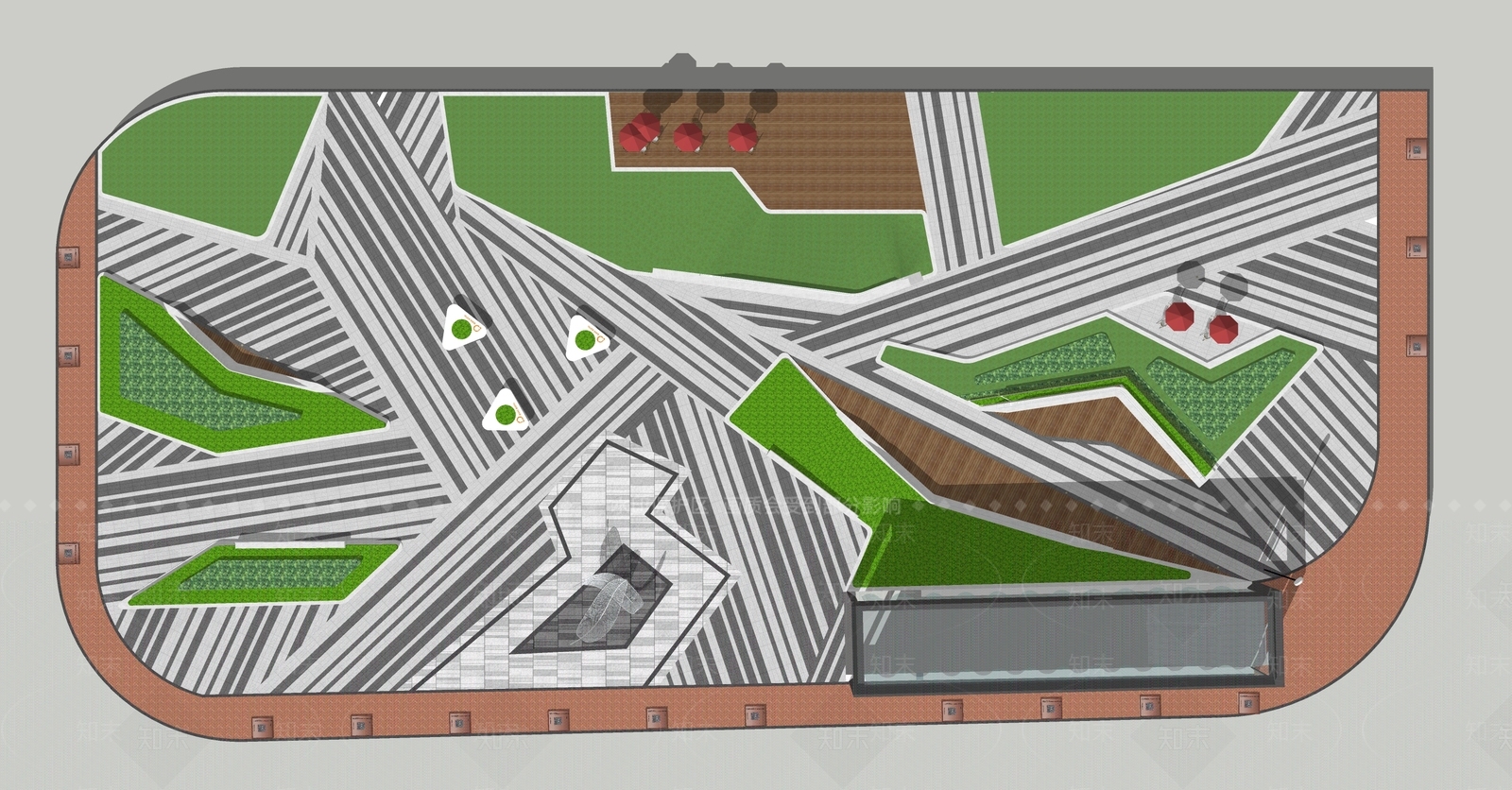 现代口袋公园景观SU模型下载【ID:1154734060】