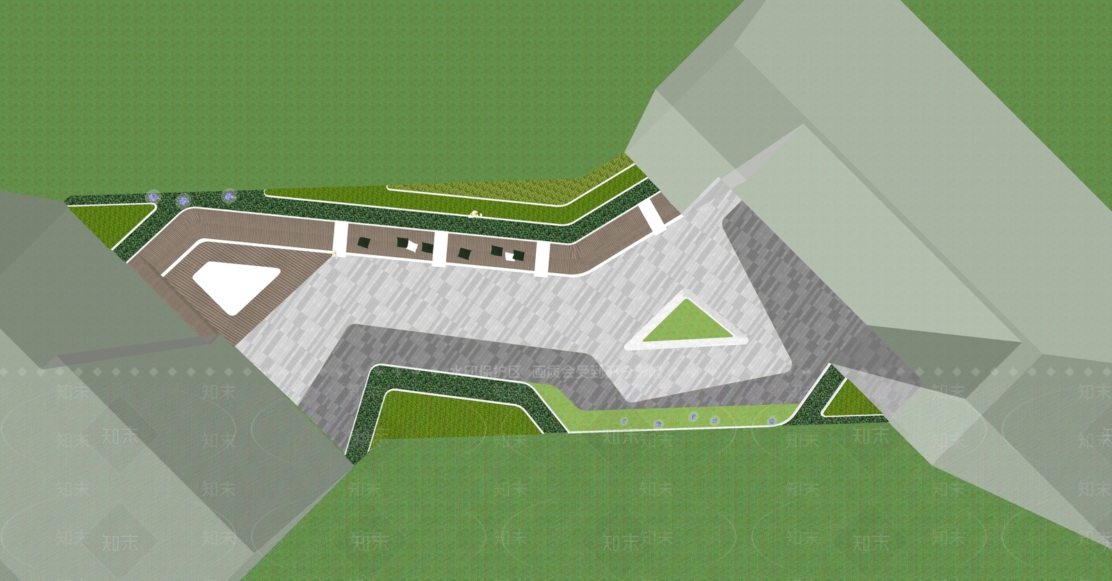 现代办公区中庭SU模型下载【ID:1154734994】