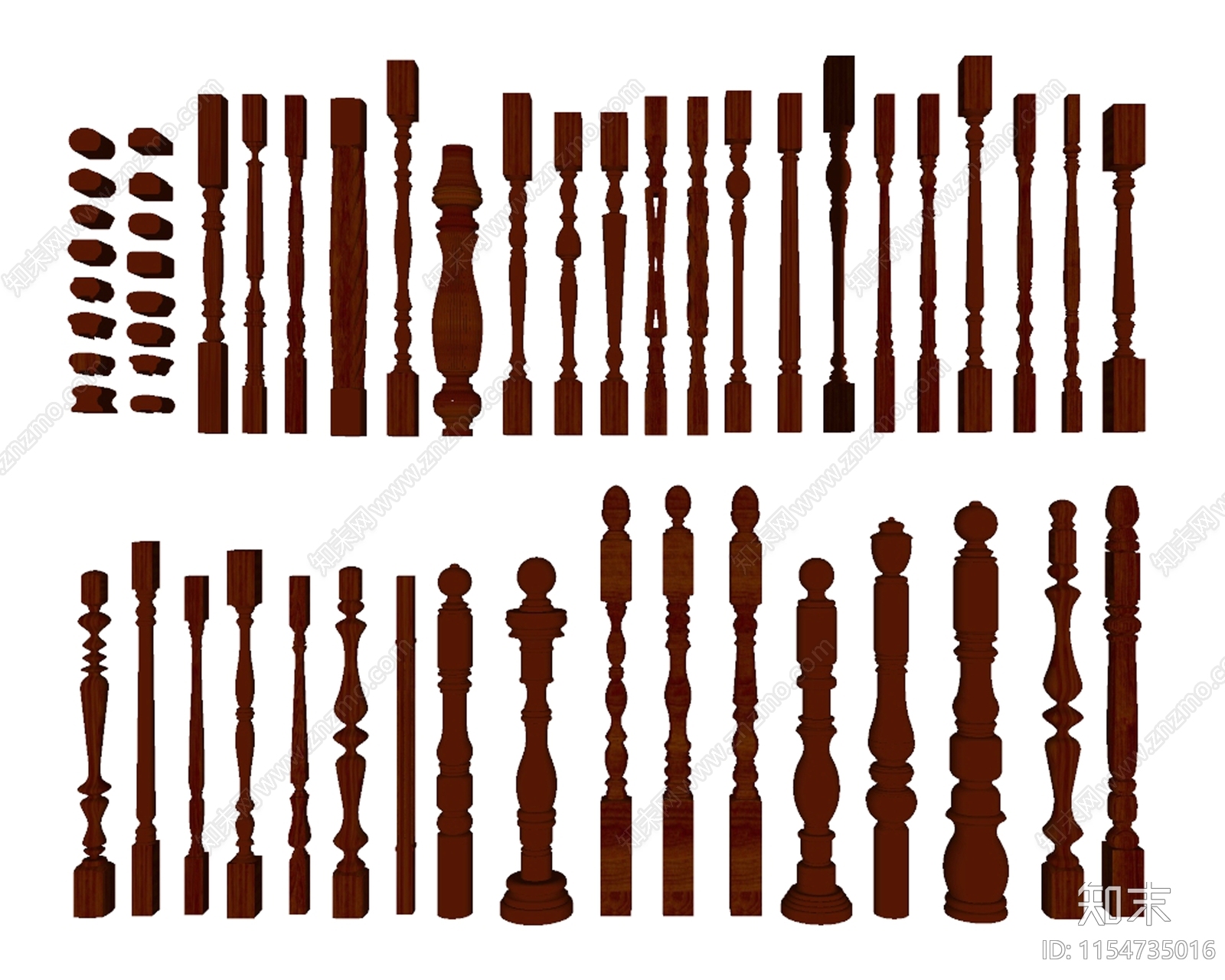 欧式实木楼梯护栏SU模型下载【ID:1154735016】