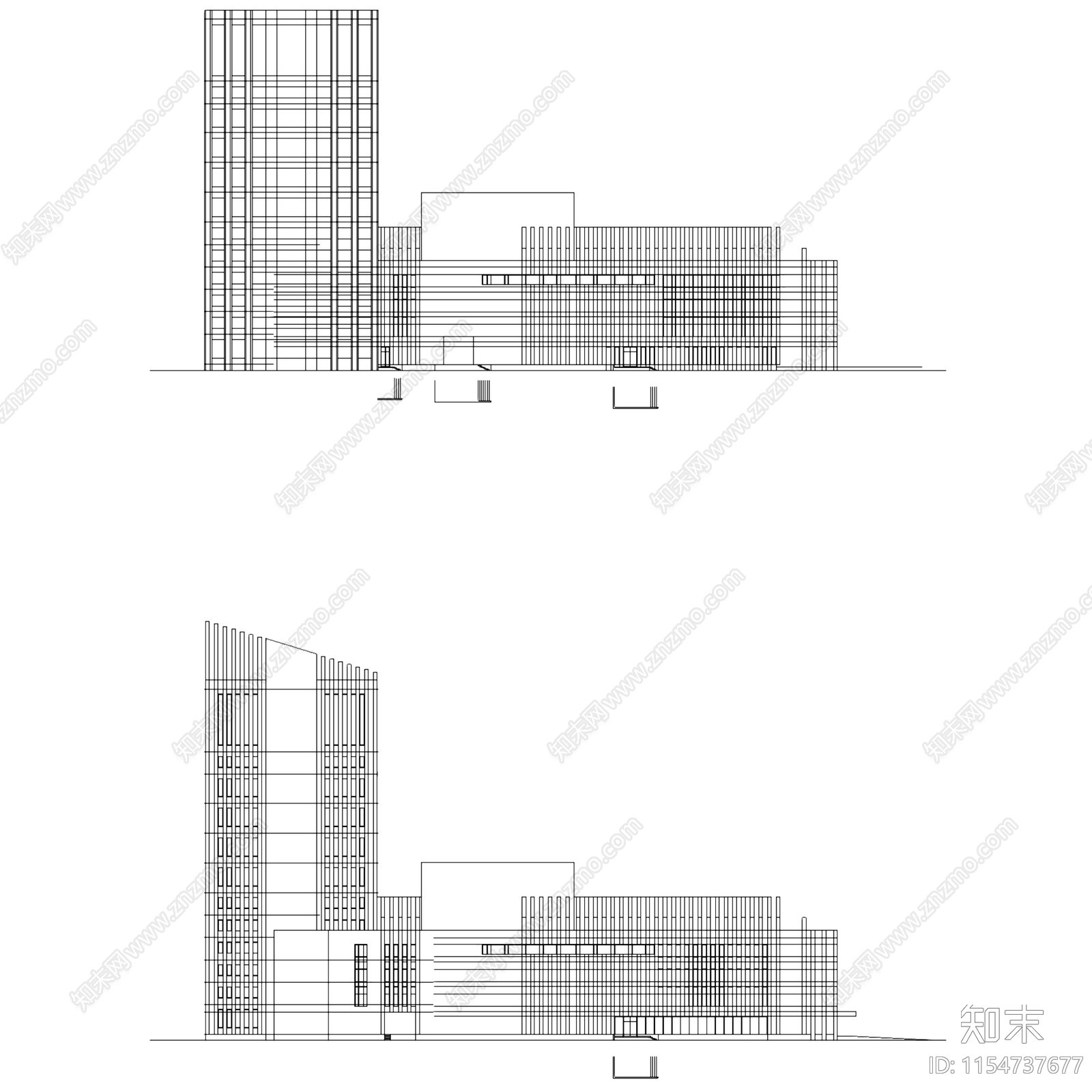 二七剧场建筑平立剖面CAD施工图下载【ID:1154737677】