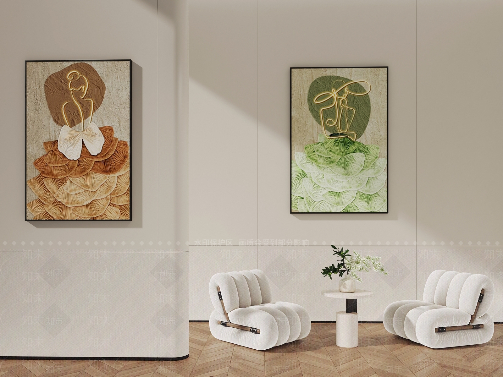 现代艺术人物画SU模型下载【ID:1154740564】