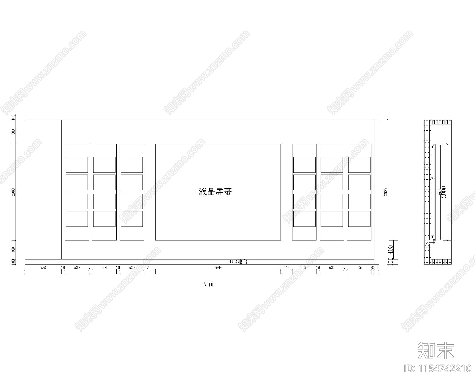 展厅色板展示CADcad施工图下载【ID:1154742210】