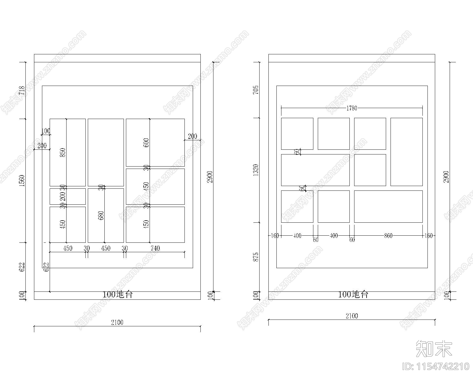 展厅色板展示CADcad施工图下载【ID:1154742210】