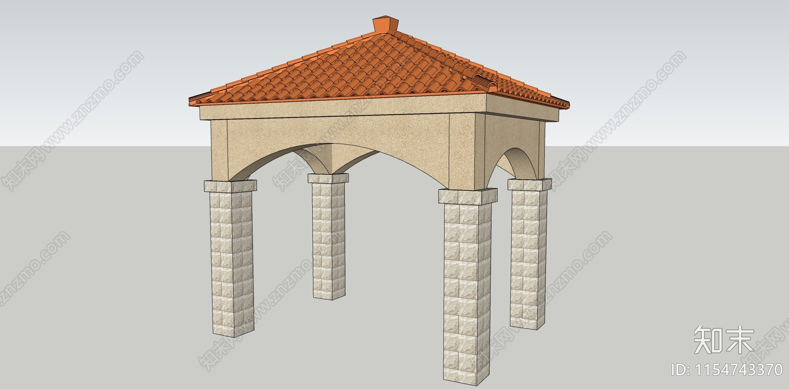 欧式景观亭子SU模型下载【ID:1154743370】