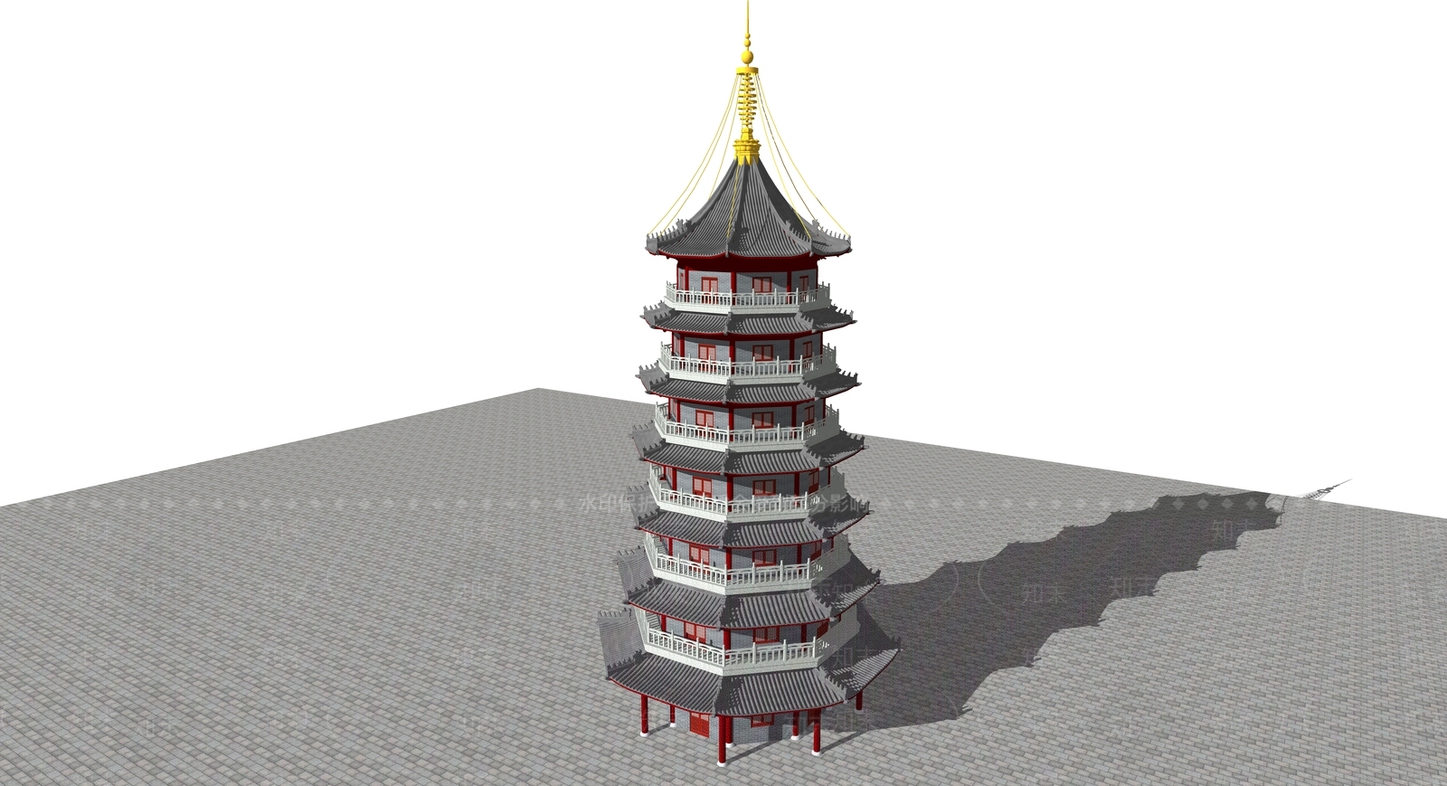 中式塔楼SU模型下载【ID:1154744528】