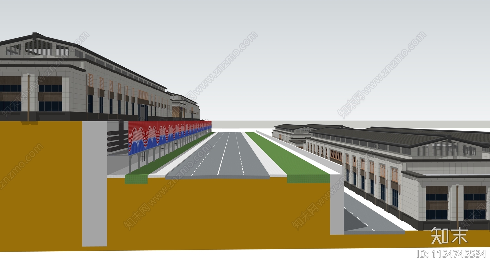 现代道路横断面SU模型下载【ID:1154745534】