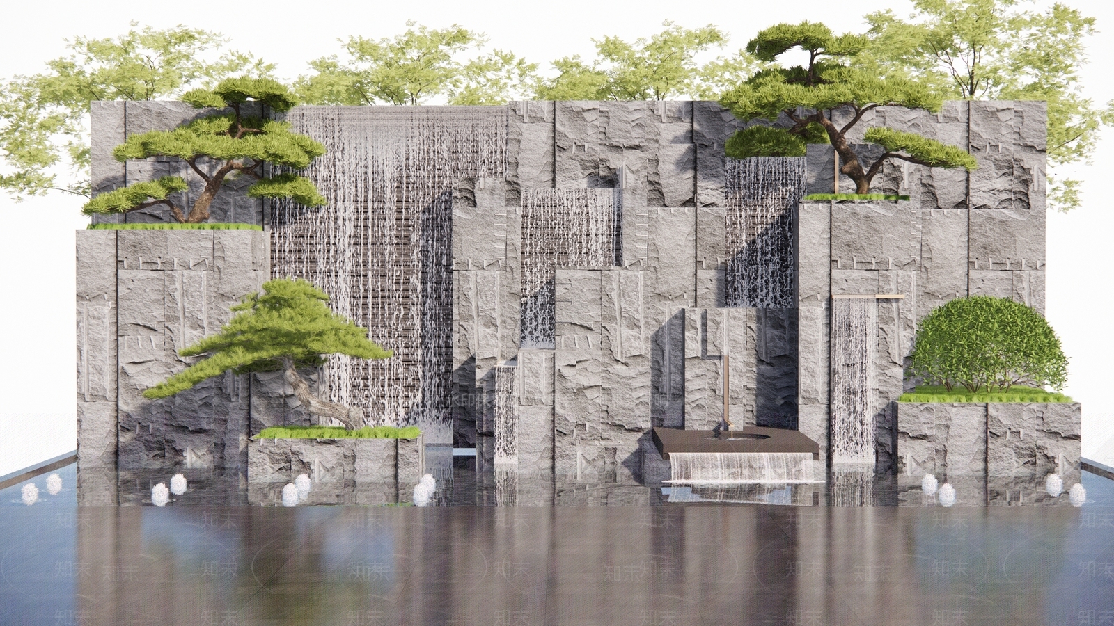 现代景墙SU模型精品下载_SketchUp模型_知末网