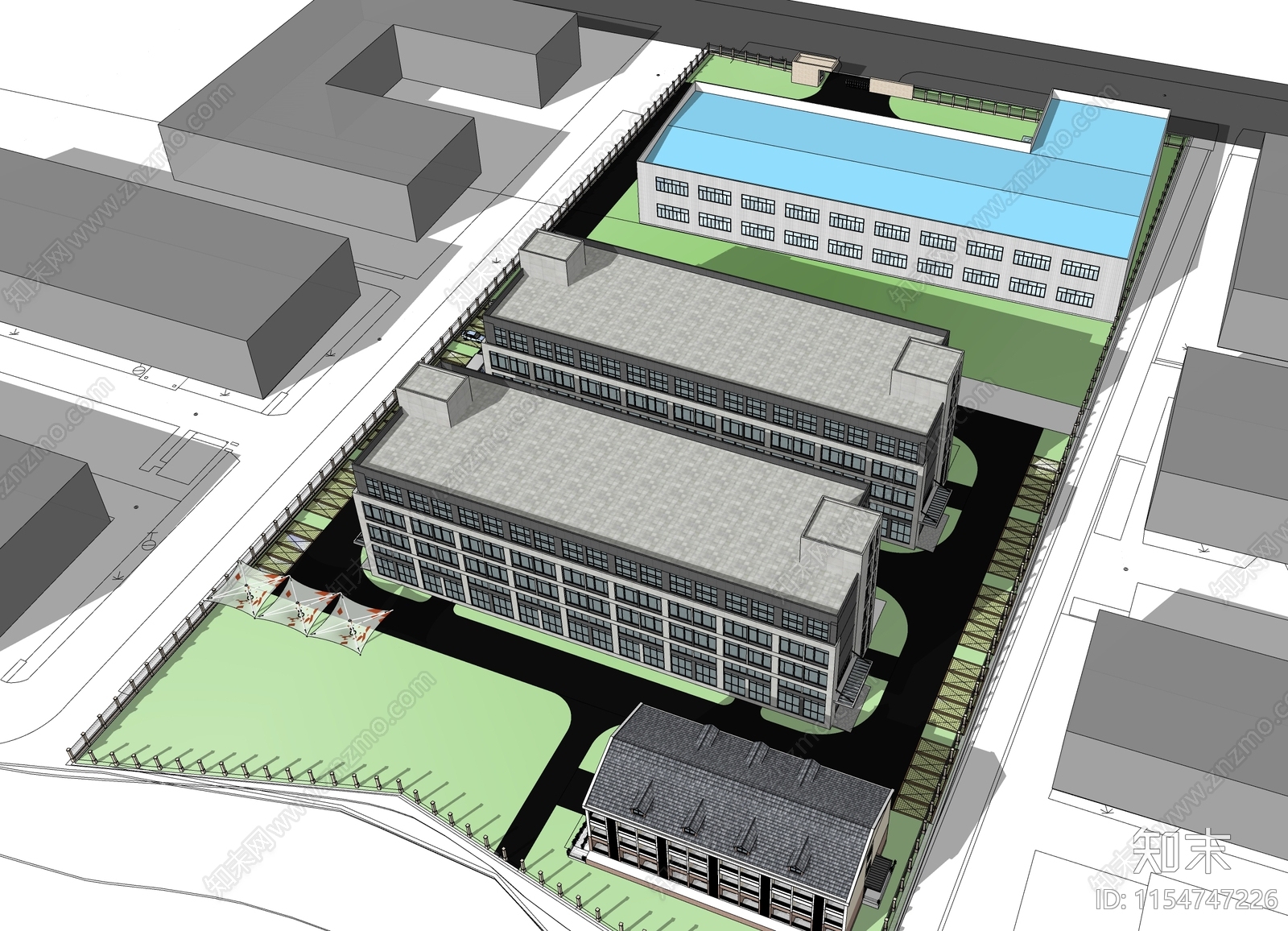 现代厂房SU模型下载【ID:1154747226】