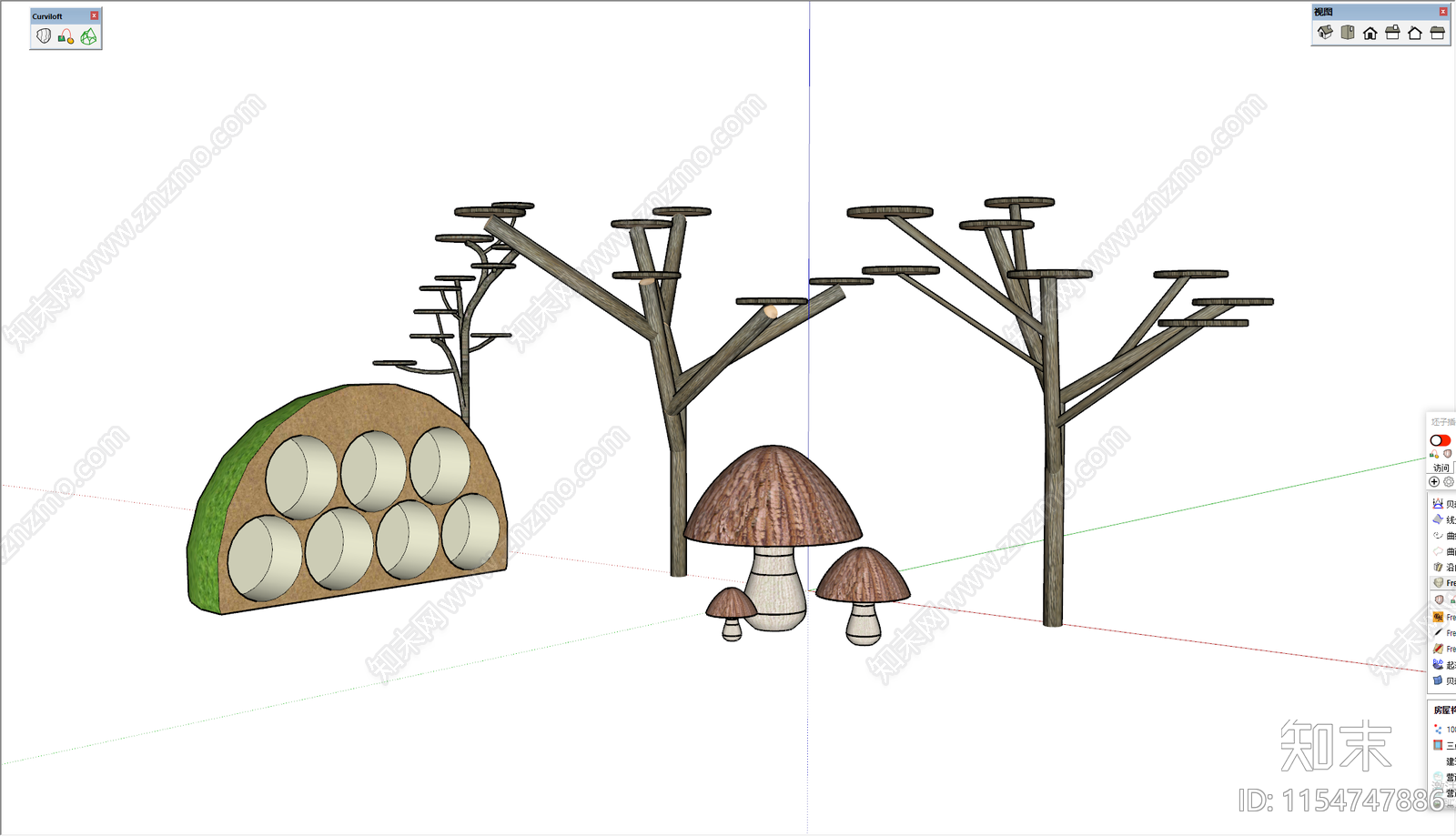 树元素儿童器材组合SU模型下载【ID:1154747886】