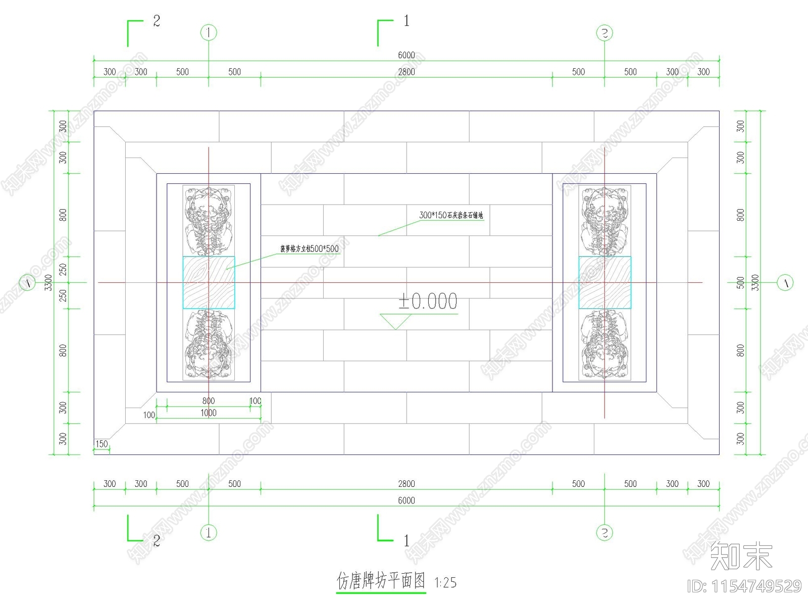 仿唐牌坊全套详图cad施工图下载【ID:1154749529】