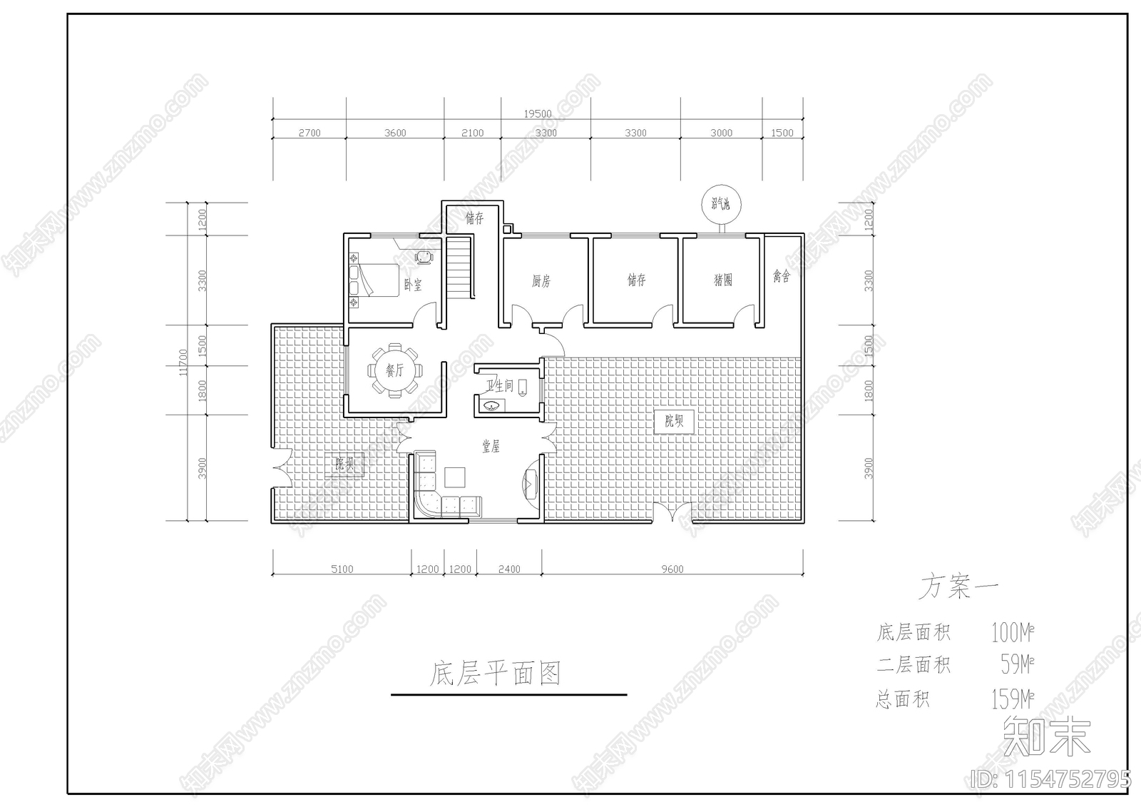 川南民居住宅cad施工图下载【ID:1154752795】