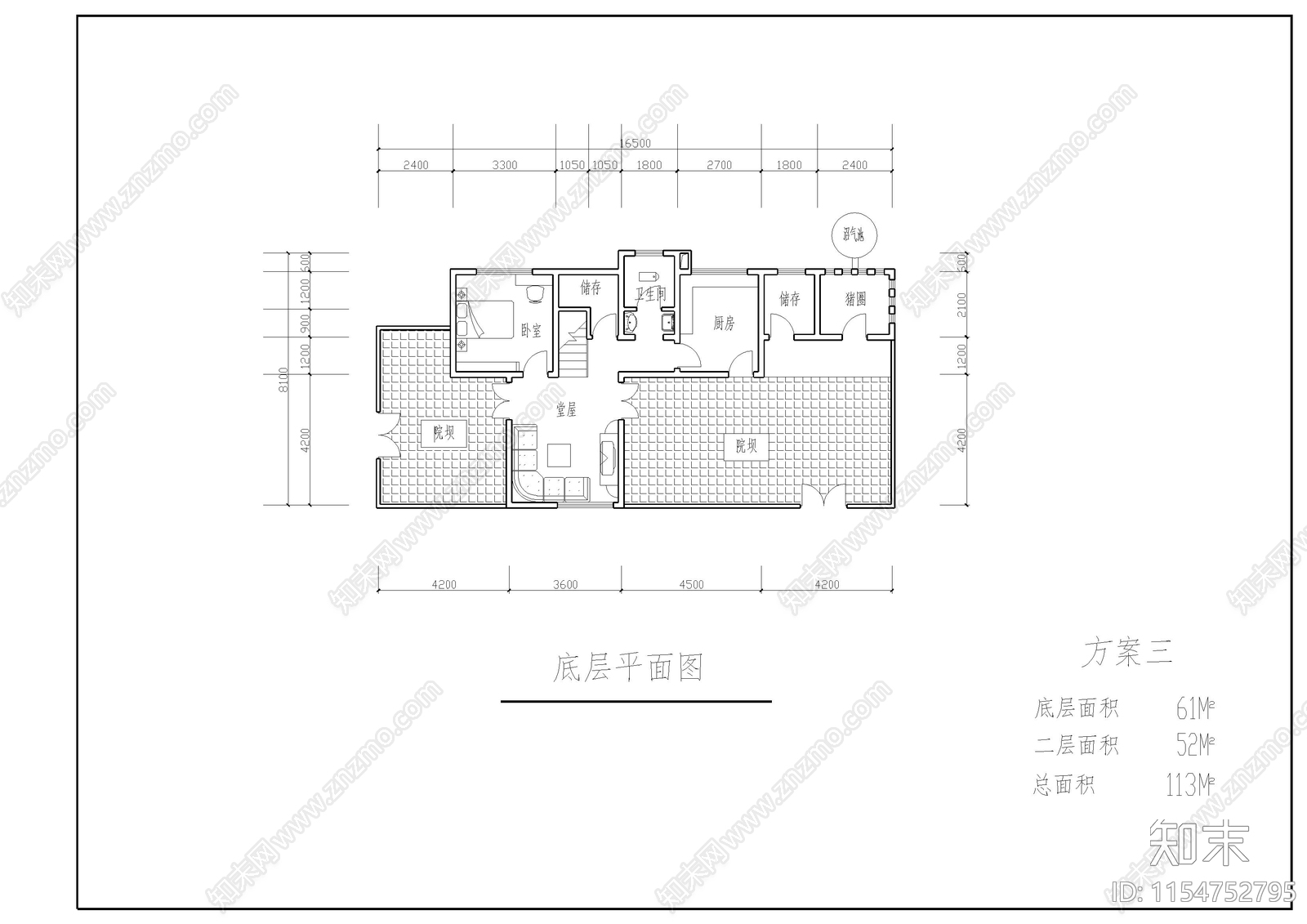 川南民居住宅cad施工图下载【ID:1154752795】