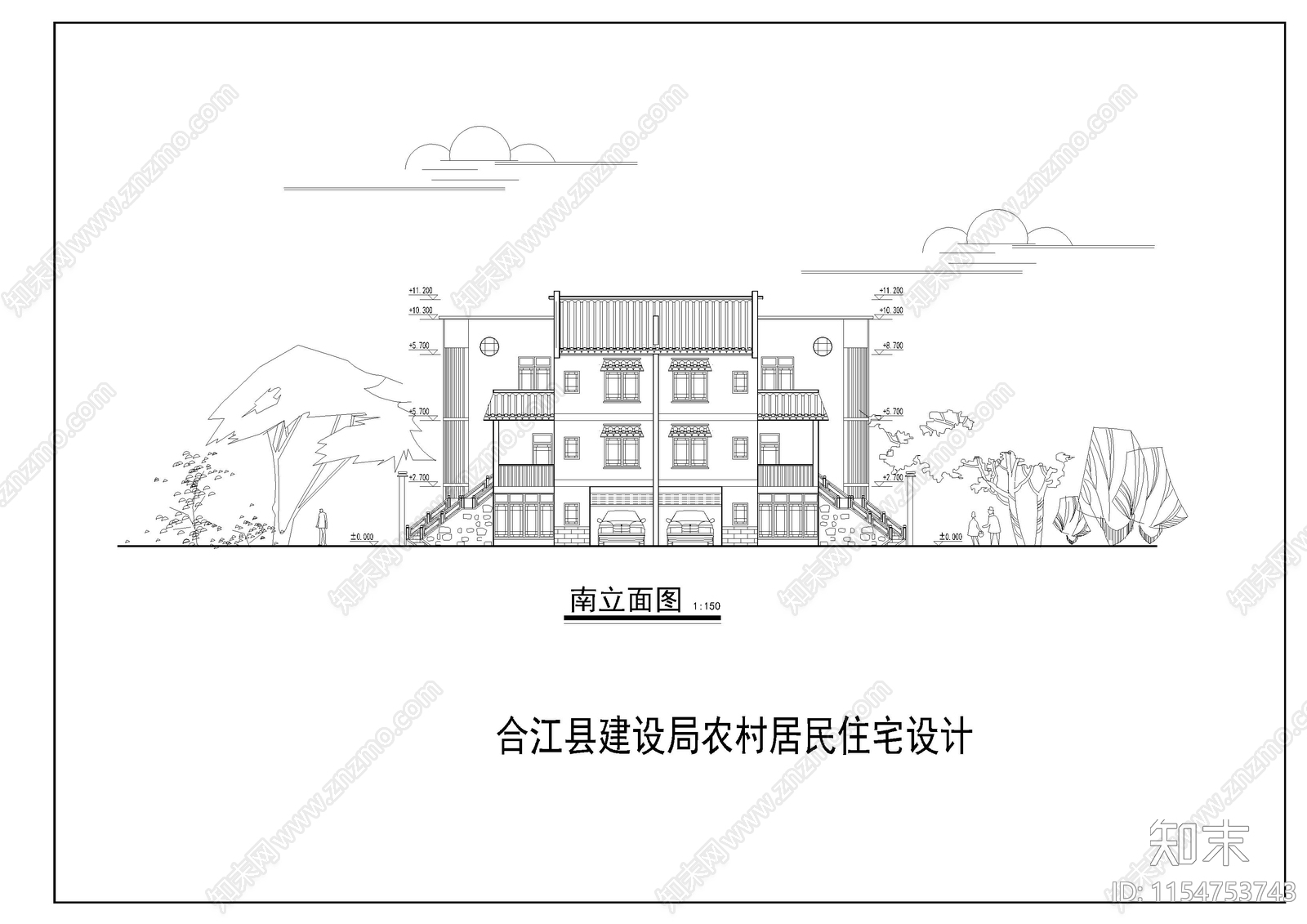 川南民居别墅设计方案图cad施工图下载【ID:1154753743】