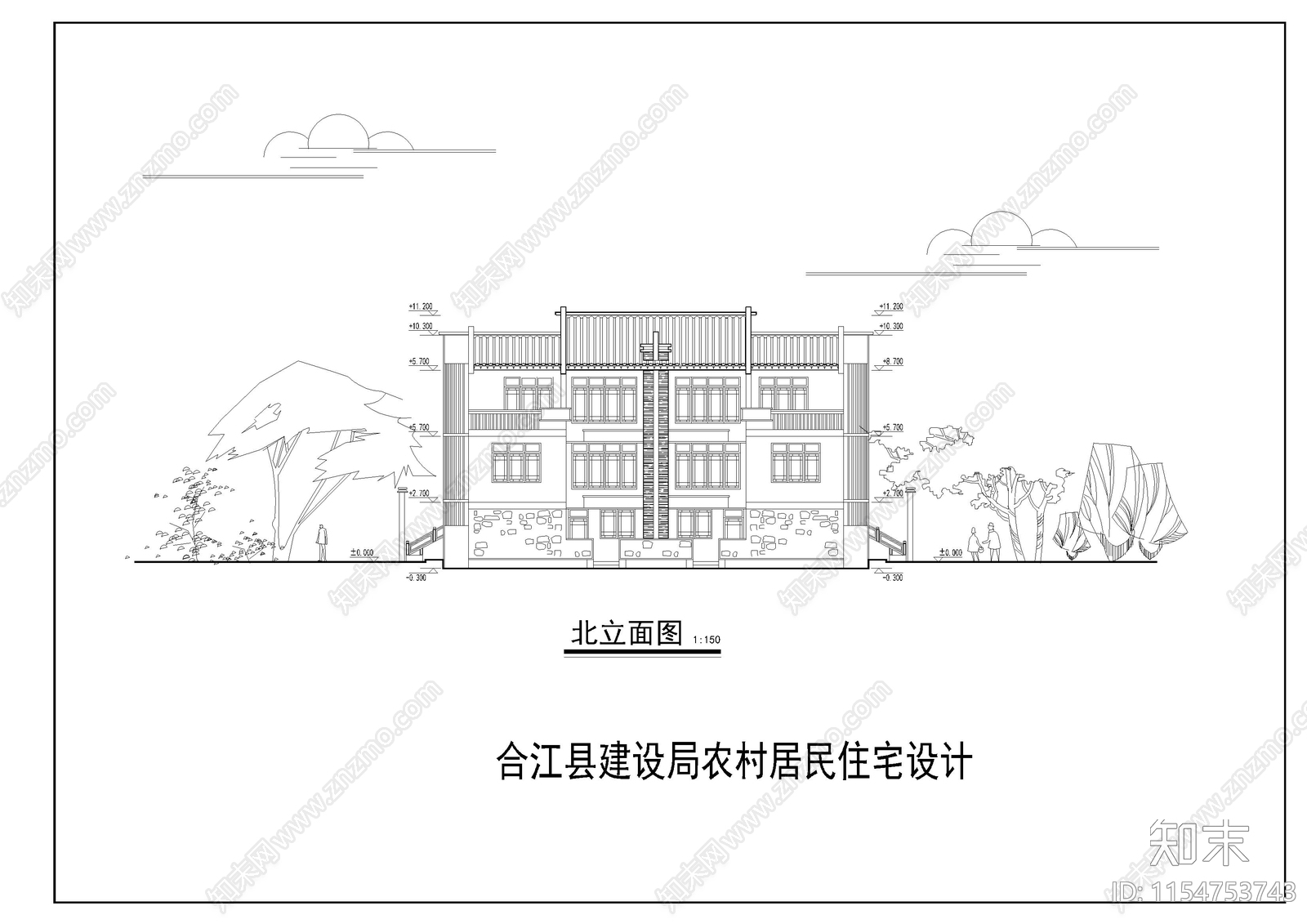 川南民居别墅设计方案图cad施工图下载【ID:1154753743】