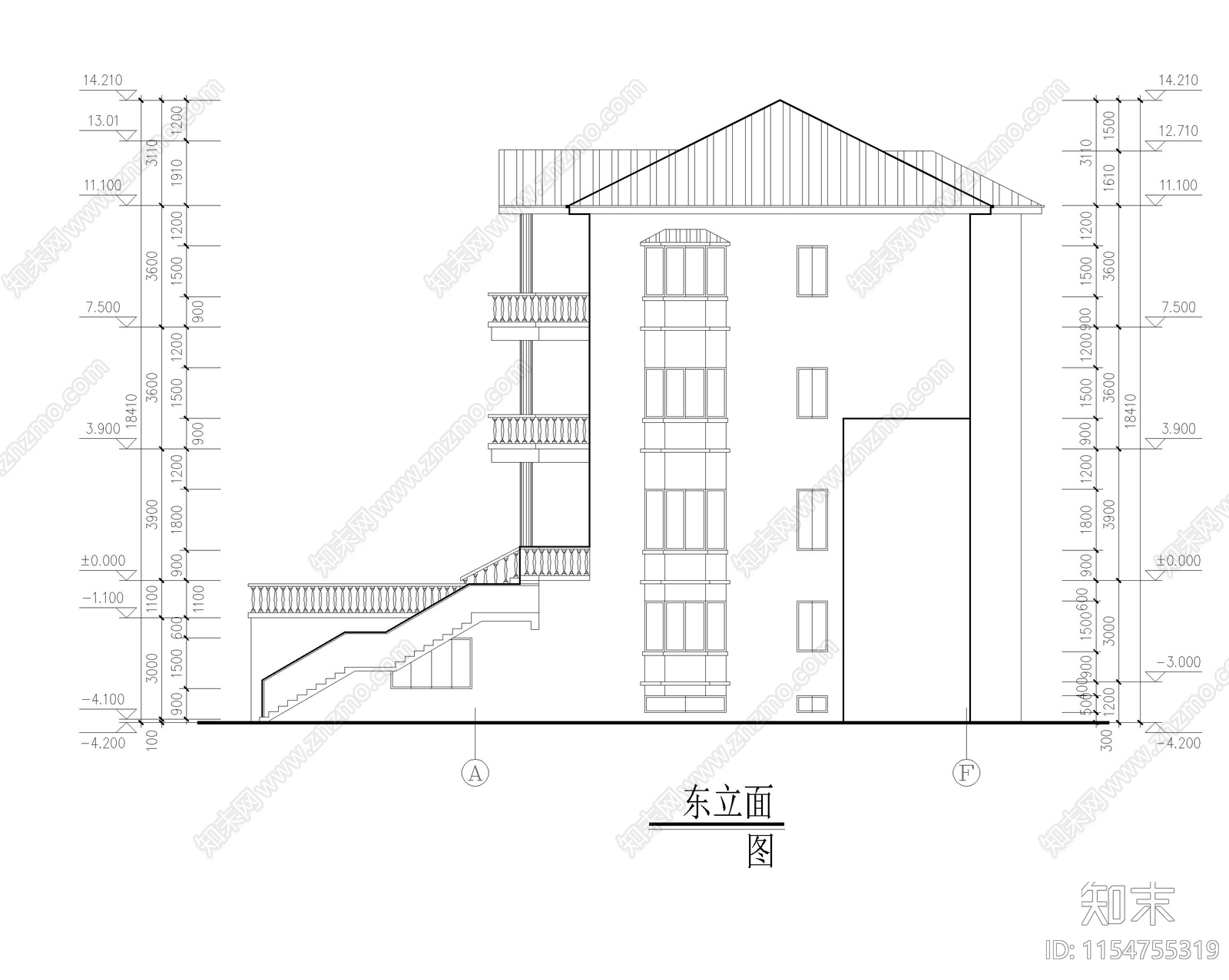 江南民居别墅cad施工图下载【ID:1154755319】