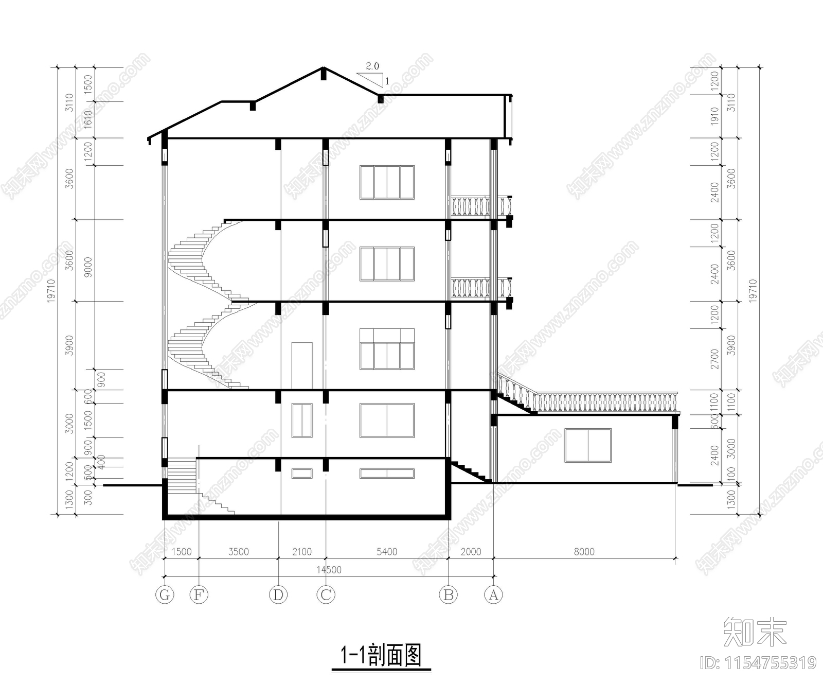 江南民居别墅cad施工图下载【ID:1154755319】