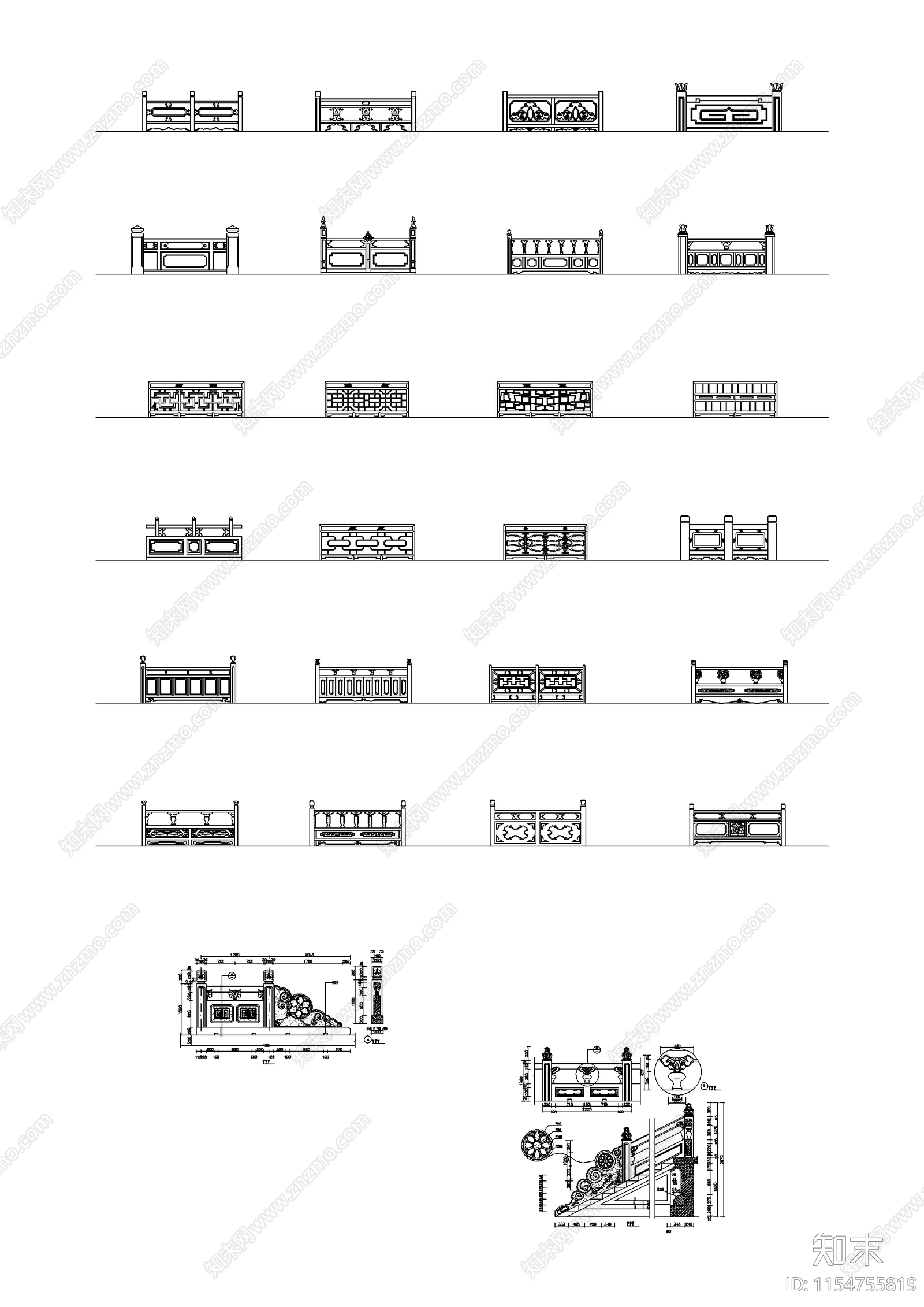 中式室内装饰平面详图图块大全施工图下载【ID:1154755819】