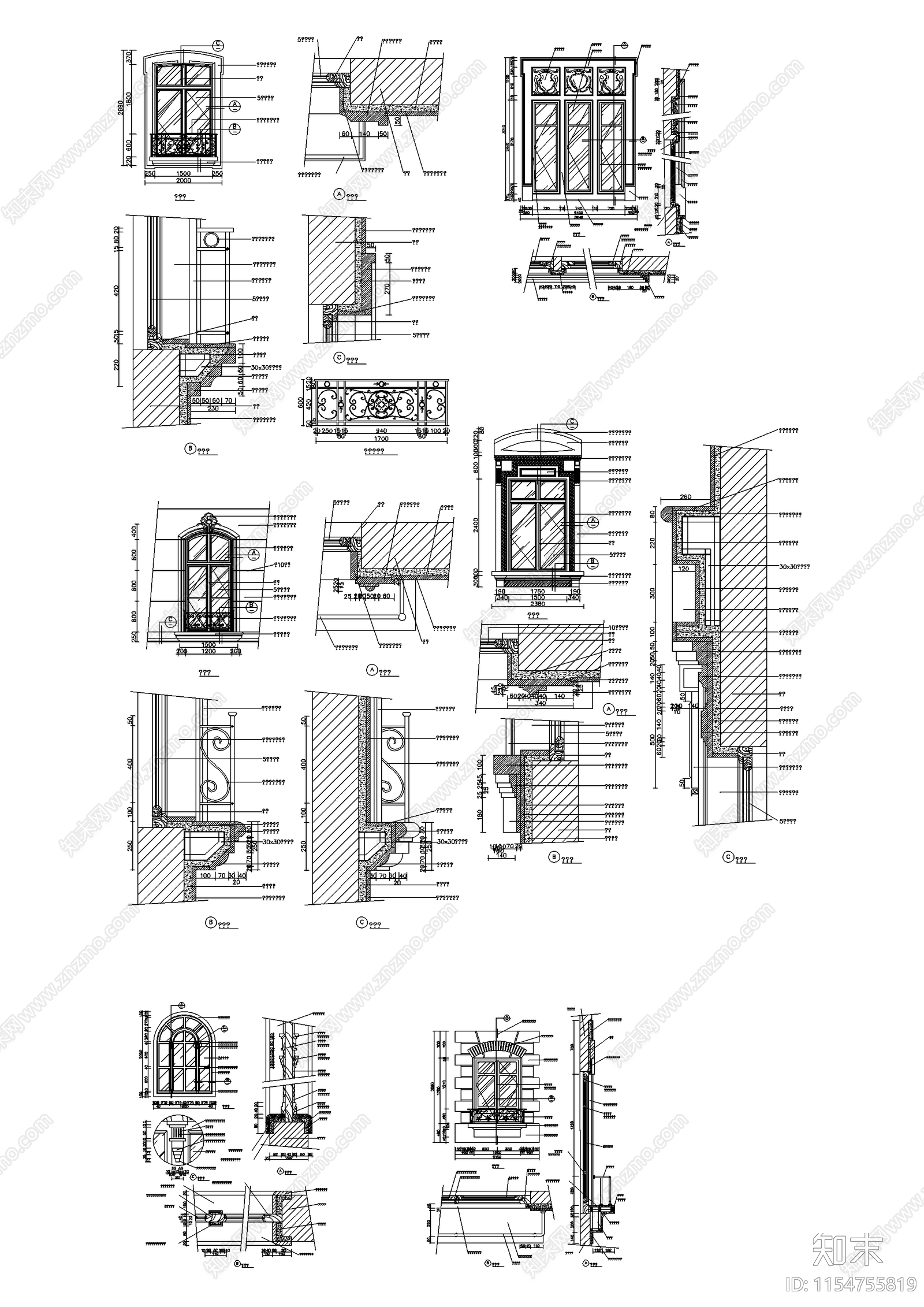 中式室内装饰平面详图图块大全施工图下载【ID:1154755819】