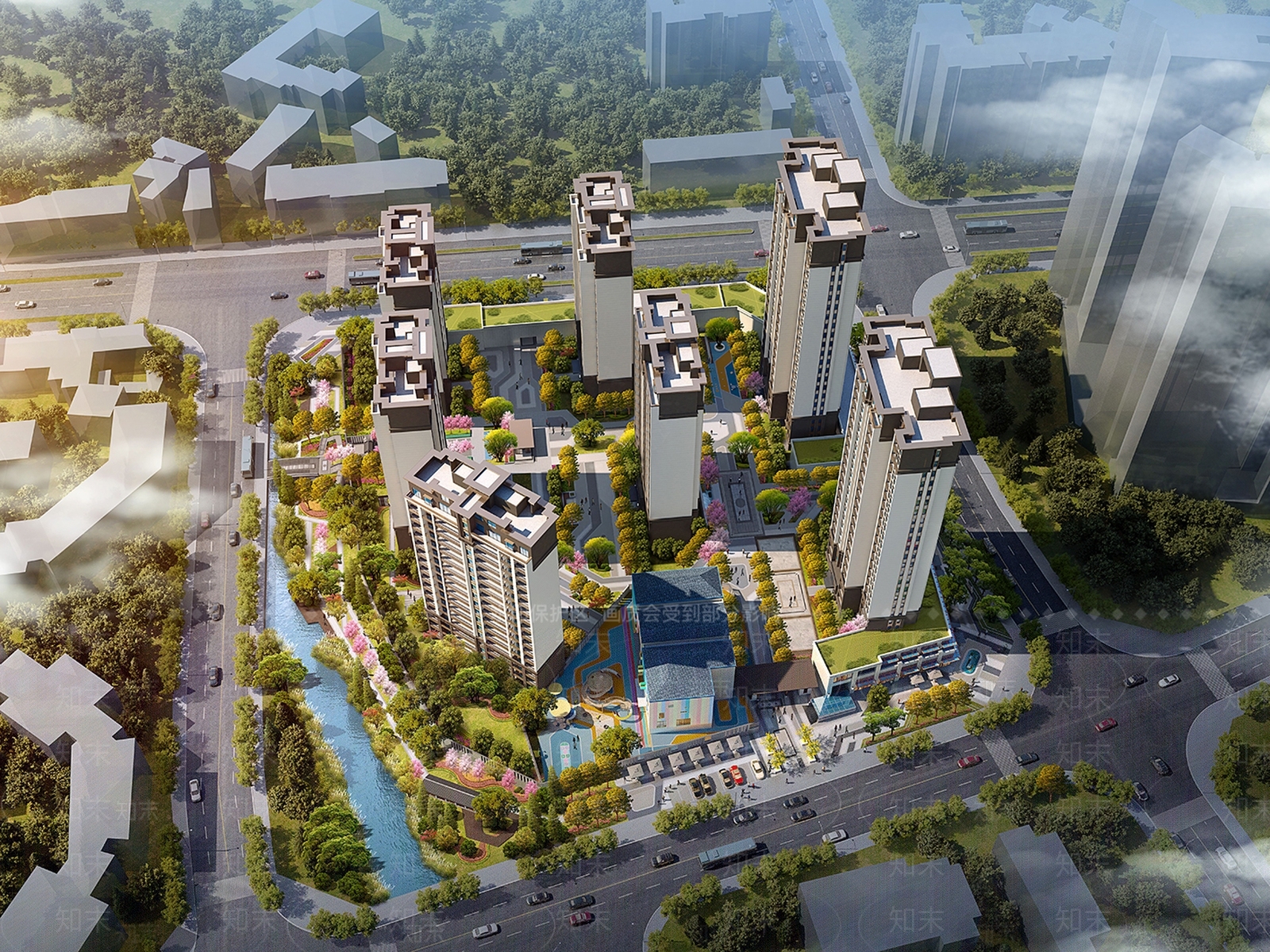 现代小区景观设计SU模型下载【ID:1154756885】