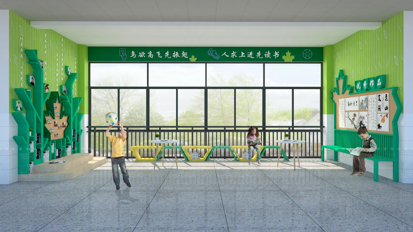 现代校园书香阅读空间SU模型下载【ID:1154756582】