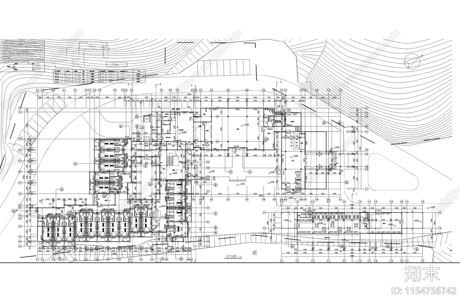 幽湖景区多层度假酒店建筑cad施工图下载【ID:1154756742】