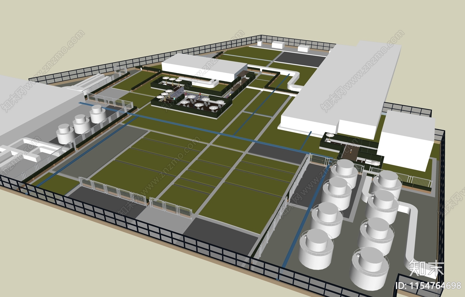 现代厂区景观SU模型下载【ID:1154764698】