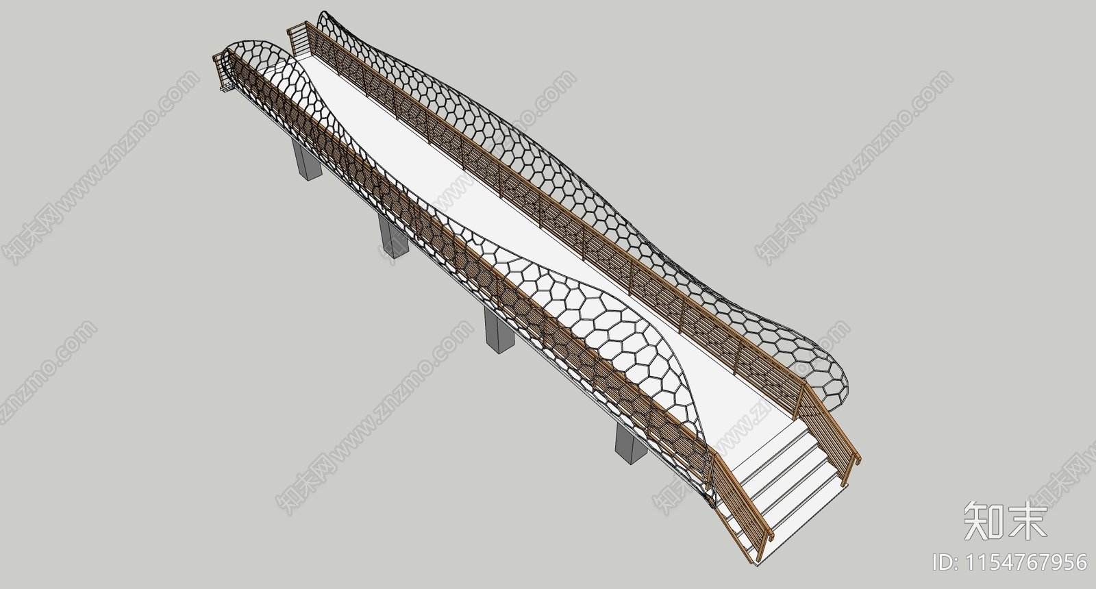 现代景观桥SU模型下载【ID:1154767956】