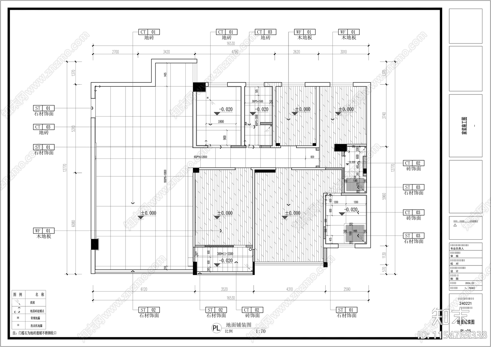 200㎡轻奢风格平面方施工图下载【ID:1154769338】