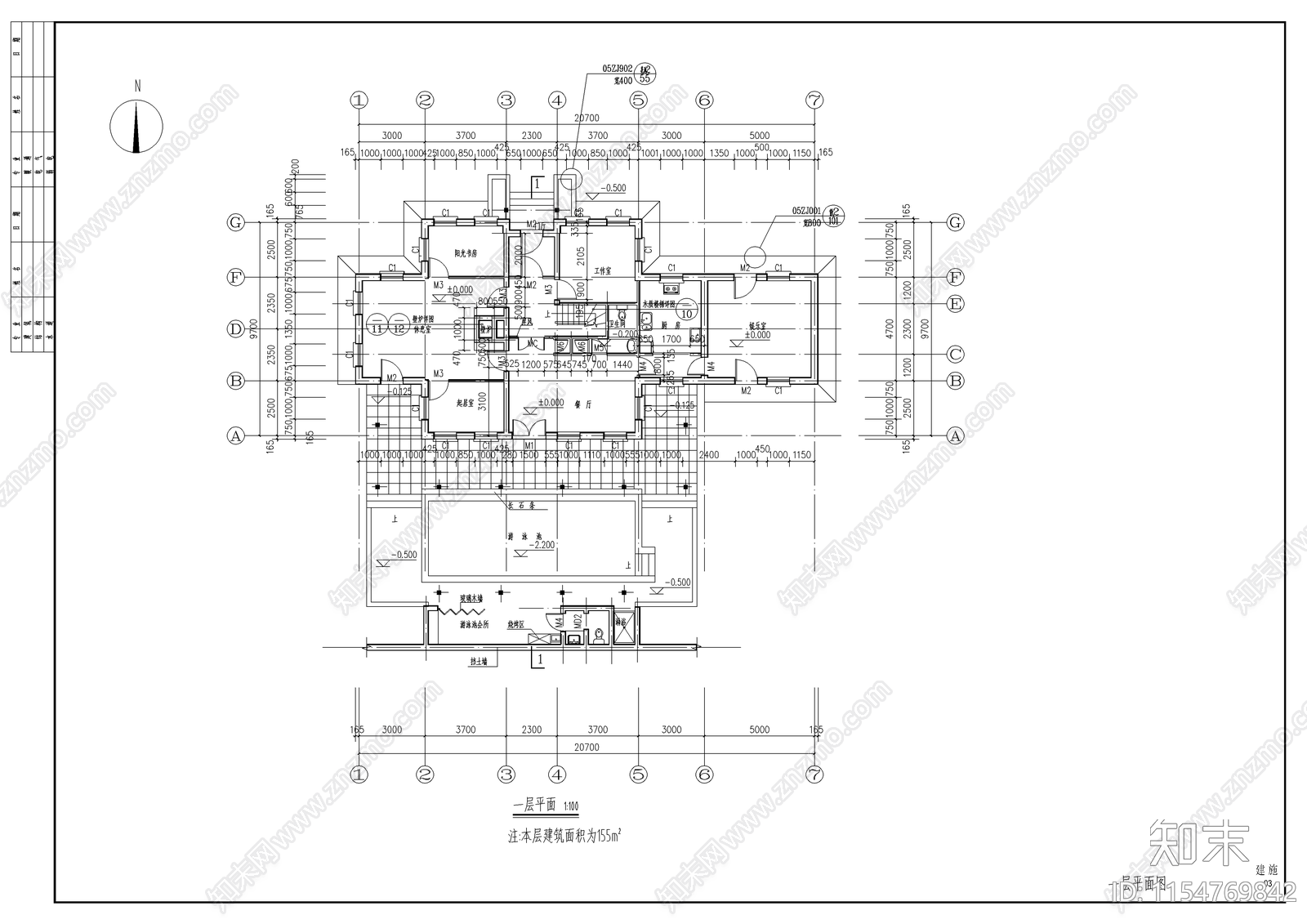 风景区别墅结构建cad施工图下载【ID:1154769842】
