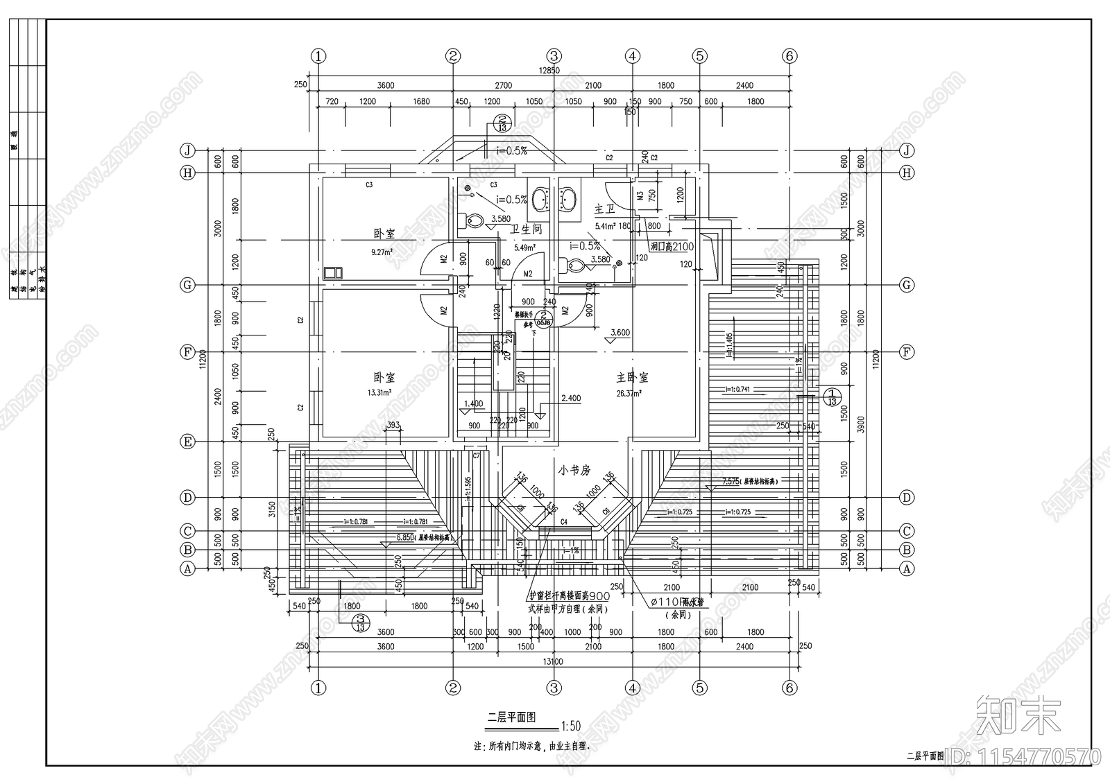 别墅建筑设计cad施工图下载【ID:1154770570】