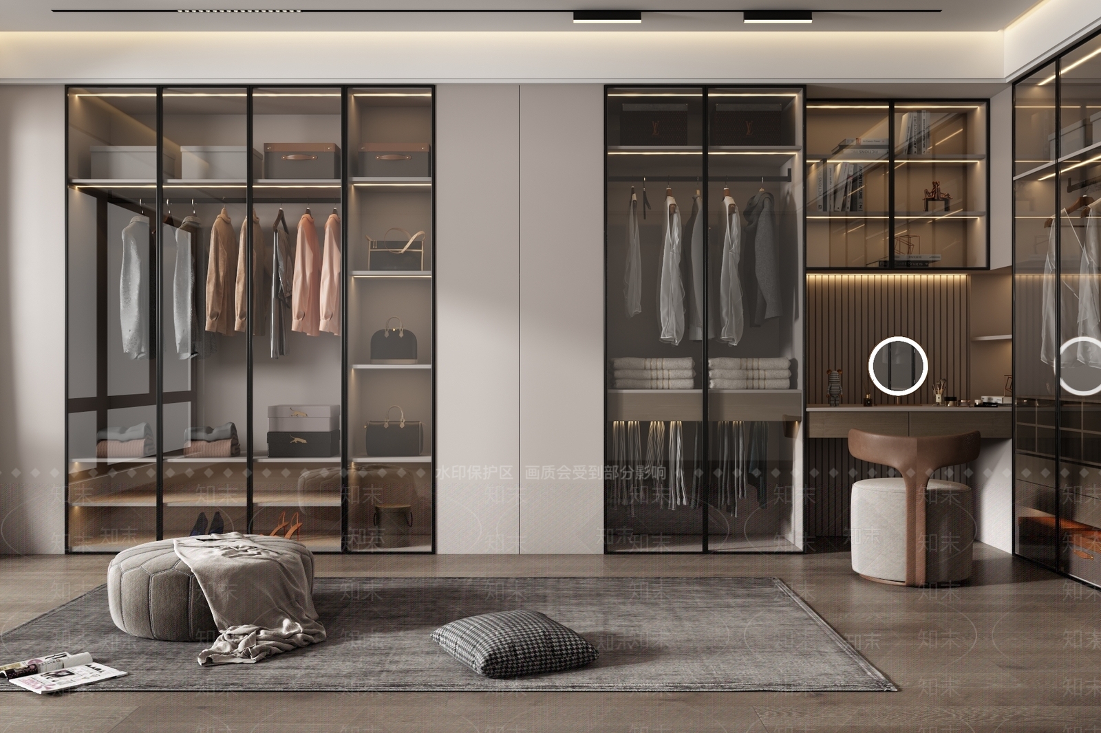 现代轻奢衣帽间3D模型下载【ID:1154772331】