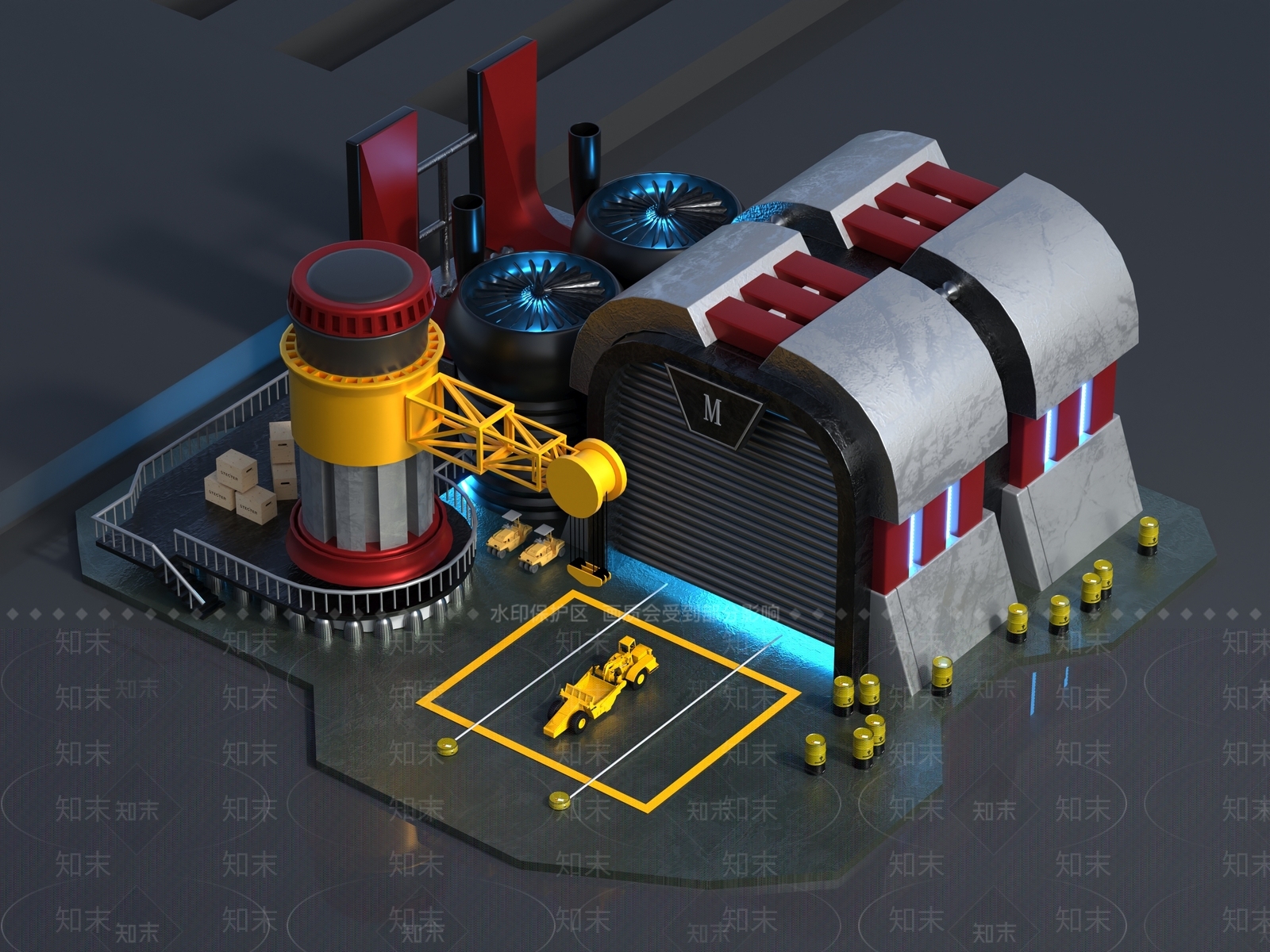 现代厂房3D模型下载【ID:1154772357】