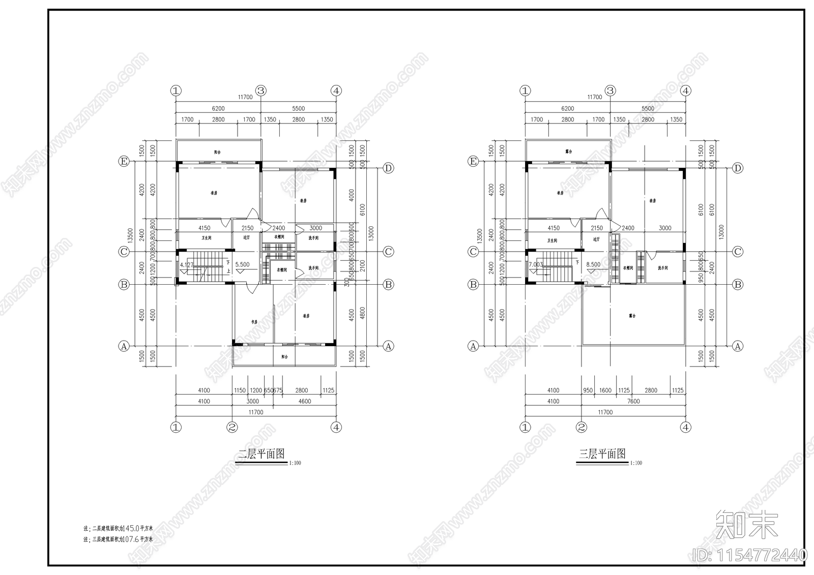 农村别墅建筑cad施工图下载【ID:1154772440】